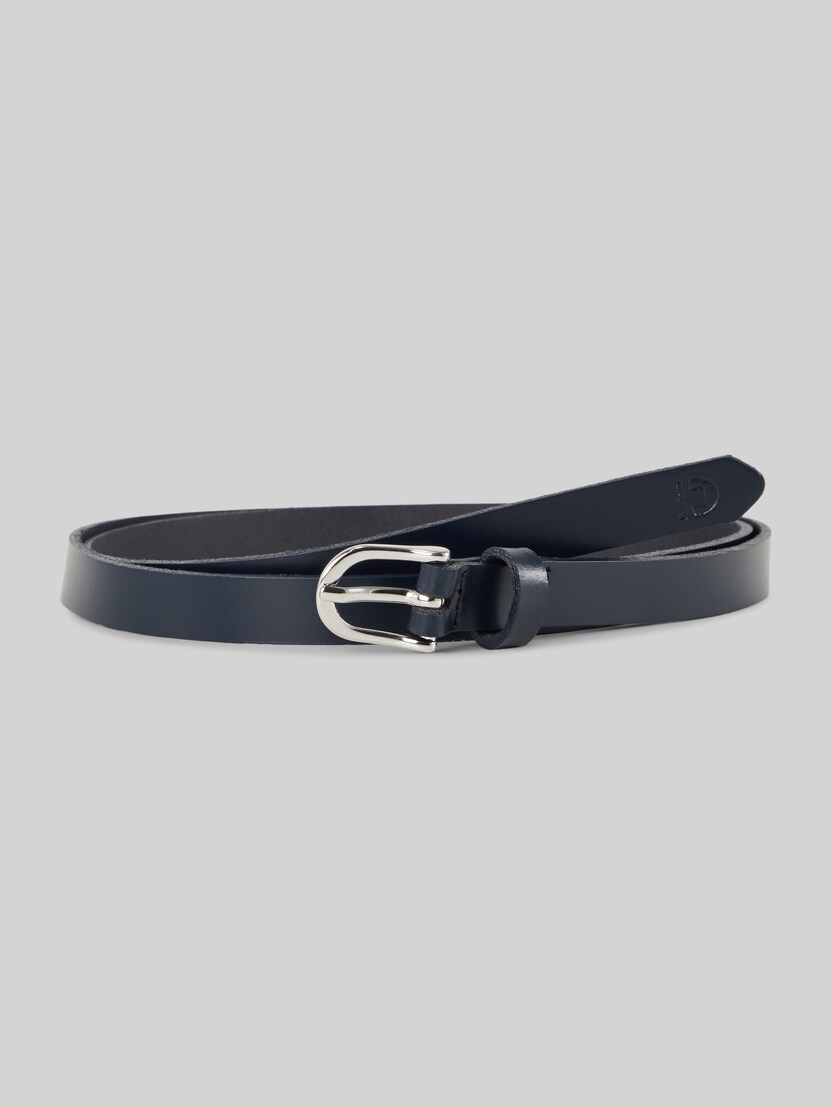 TTPAULA smalle leren riem met afgeronde gesp door Denim Female, navy uni