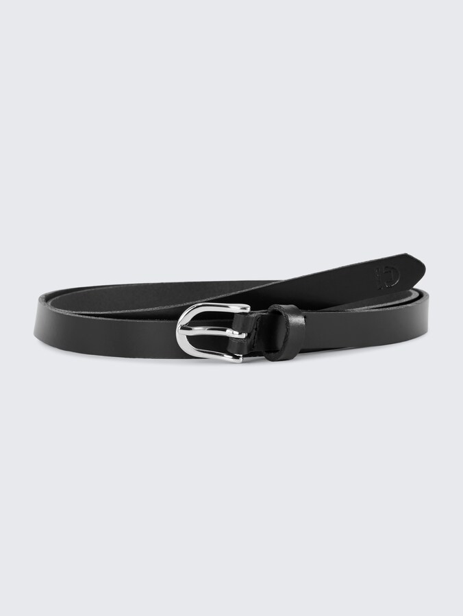 TTPAULA smalle leren riem met afgeronde gesp door Denim Female, black uni