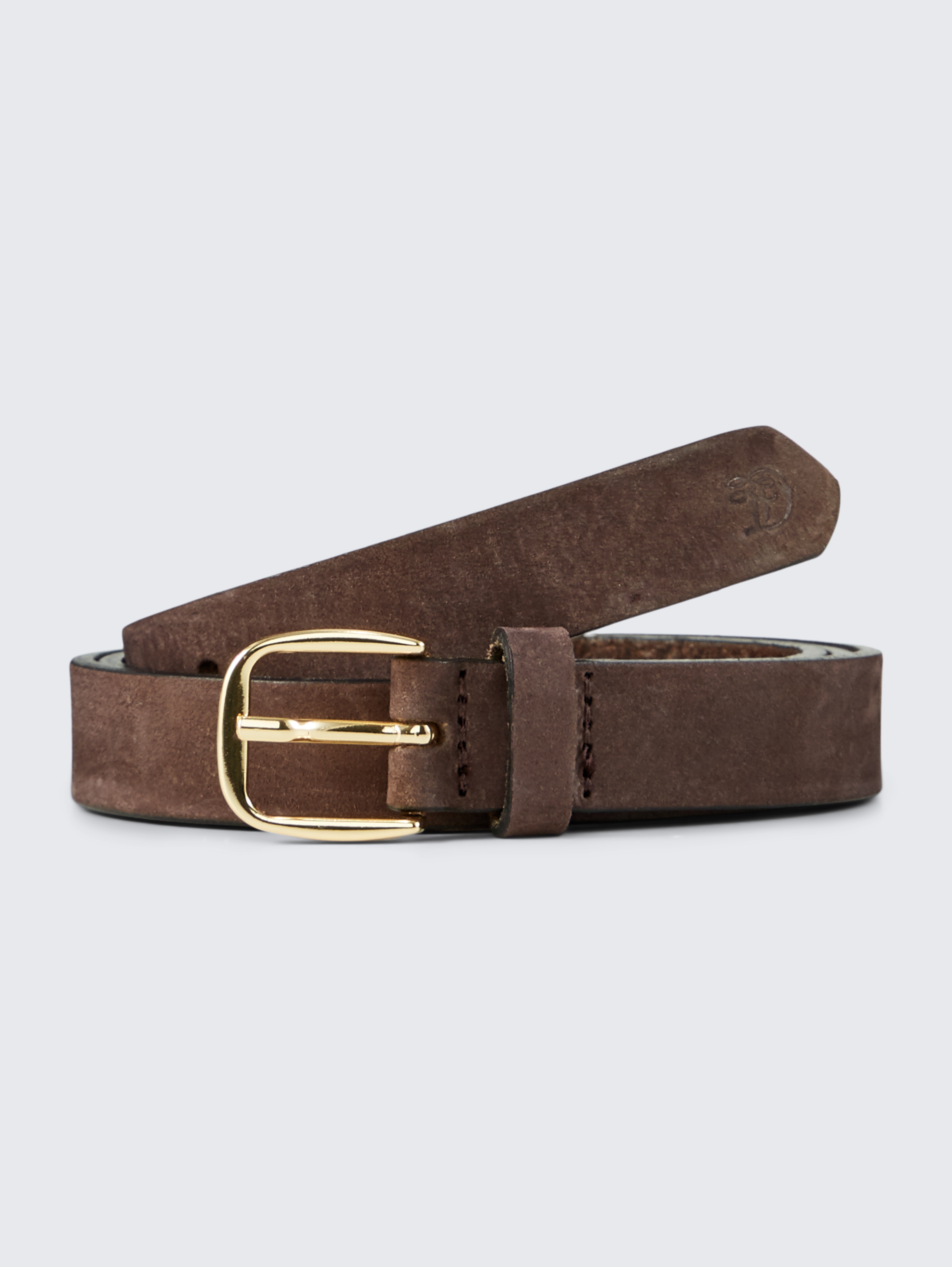 TTMEGHAN narrow leather belt with rounded pin buckle by Denim Female, brown uni