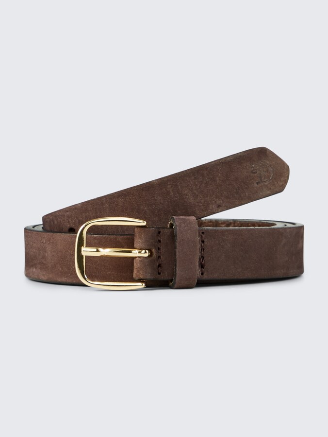TTMEGHAN smalle leren riem met afgeronde gesp door Denim Female, brown uni