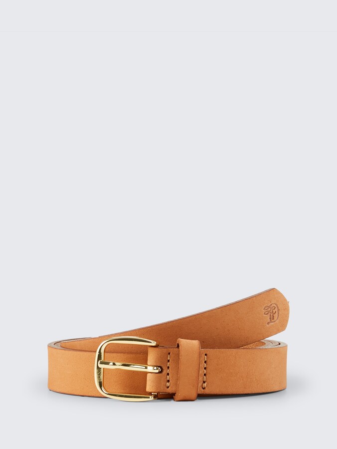 TTMEGHAN smalle leren riem met afgeronde gesp door Denim Female, light cognac