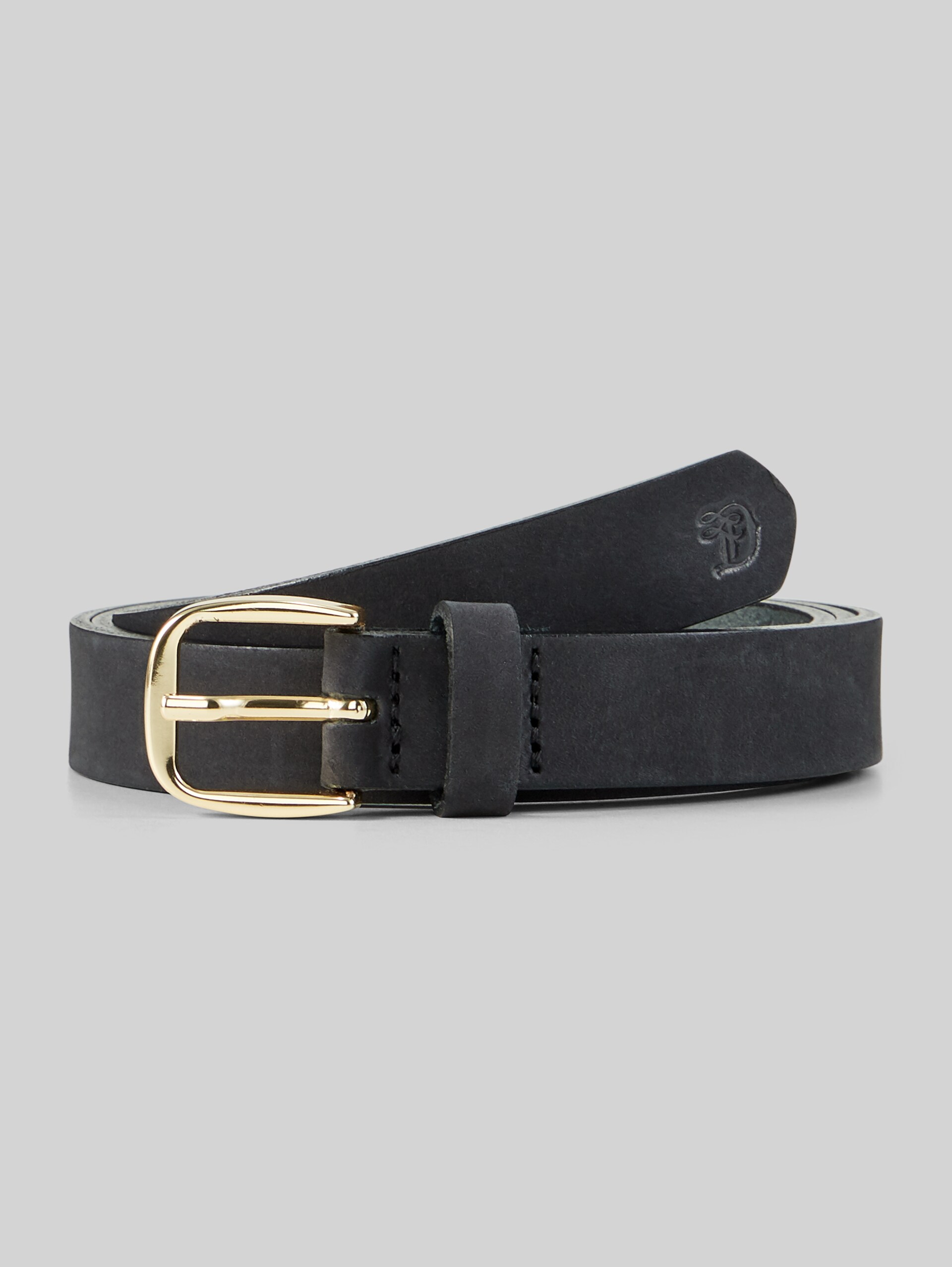 TTMEGHAN narrow leather belt with rounded pin buckle - black uni - Front product view