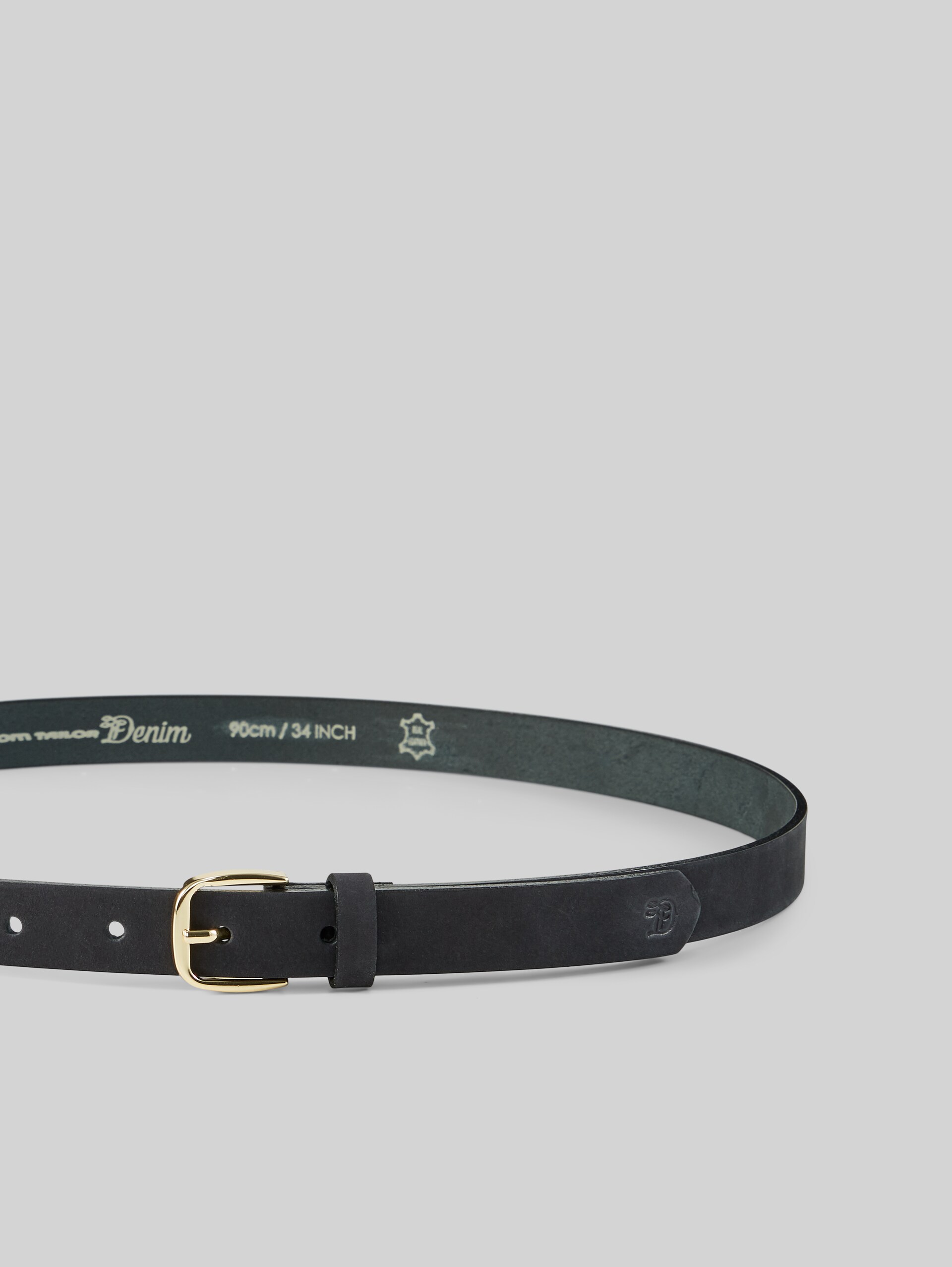 TTMEGHAN narrow leather belt with rounded pin buckle - black uni - Product view from top 