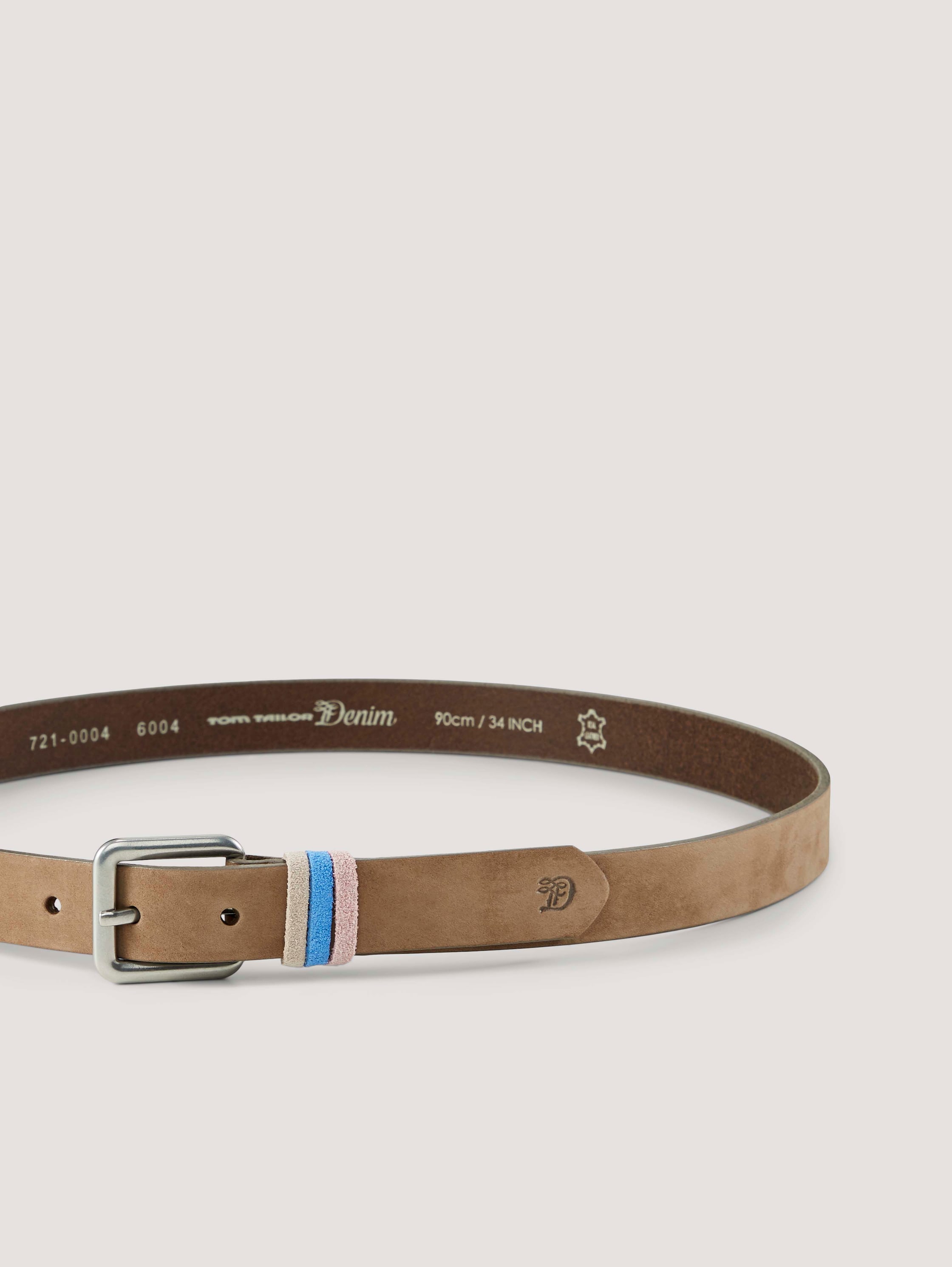 Veloursleder Gürtel mit farbigen Schlaufen - beige - Produkt-Ansicht von oben 