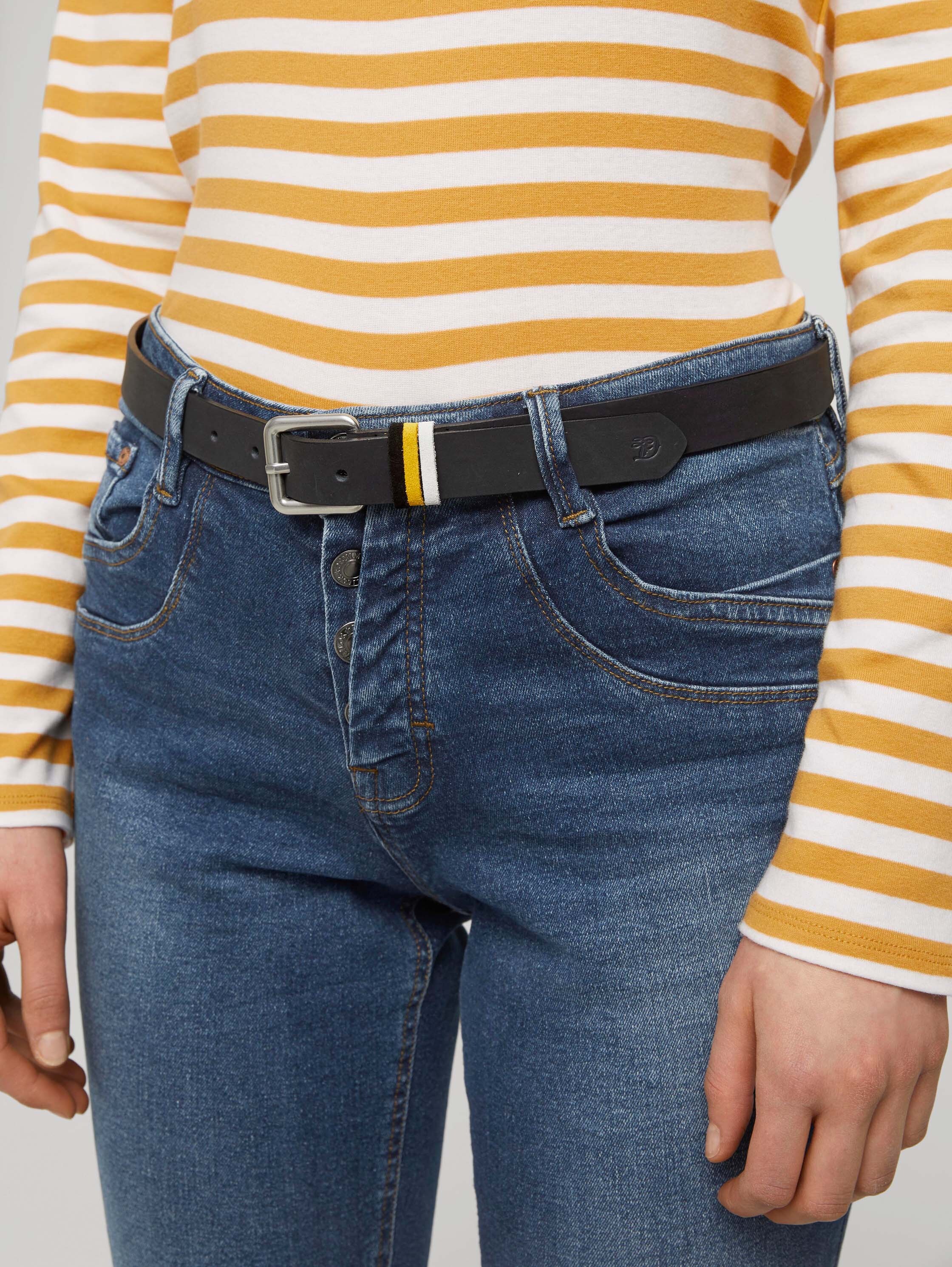 Veloursleder Gürtel mit farbigen Schlaufen - black uni