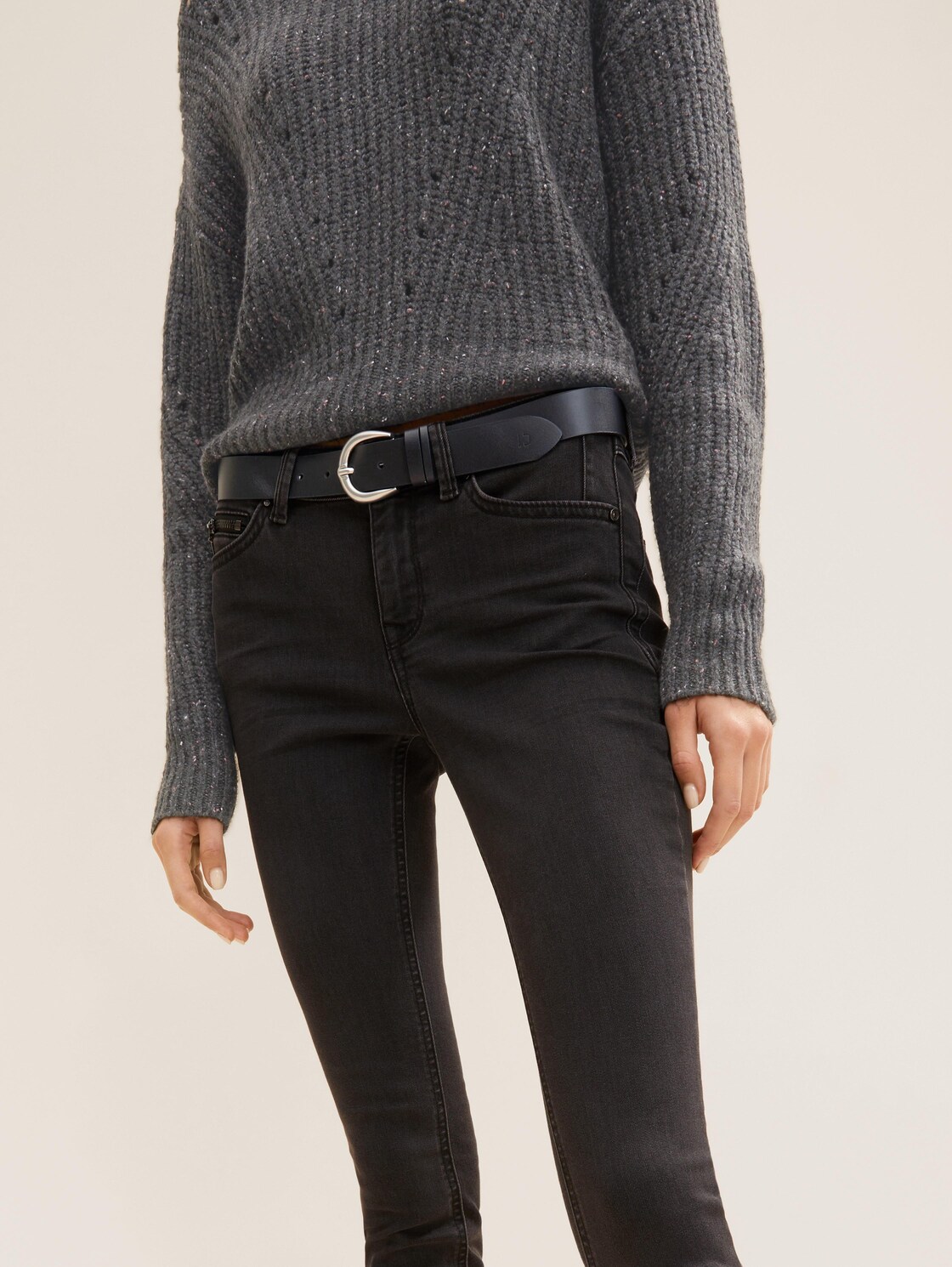 TTCARRIE Ledergürtel mit abgerundeter Dornschließe - navy uni