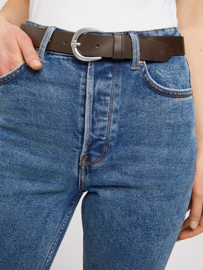 TTCARRIE leren riem met afgeronde gesp door Denim Female, brown uni