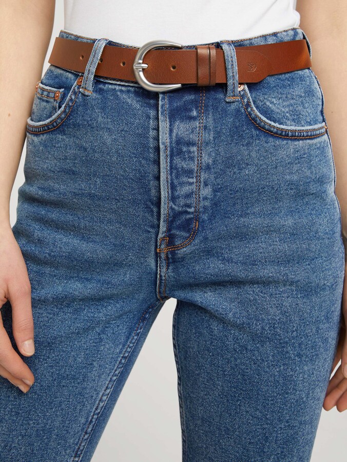 TTCARRIE leren riem met afgeronde gesp door Denim Female, light brown uni