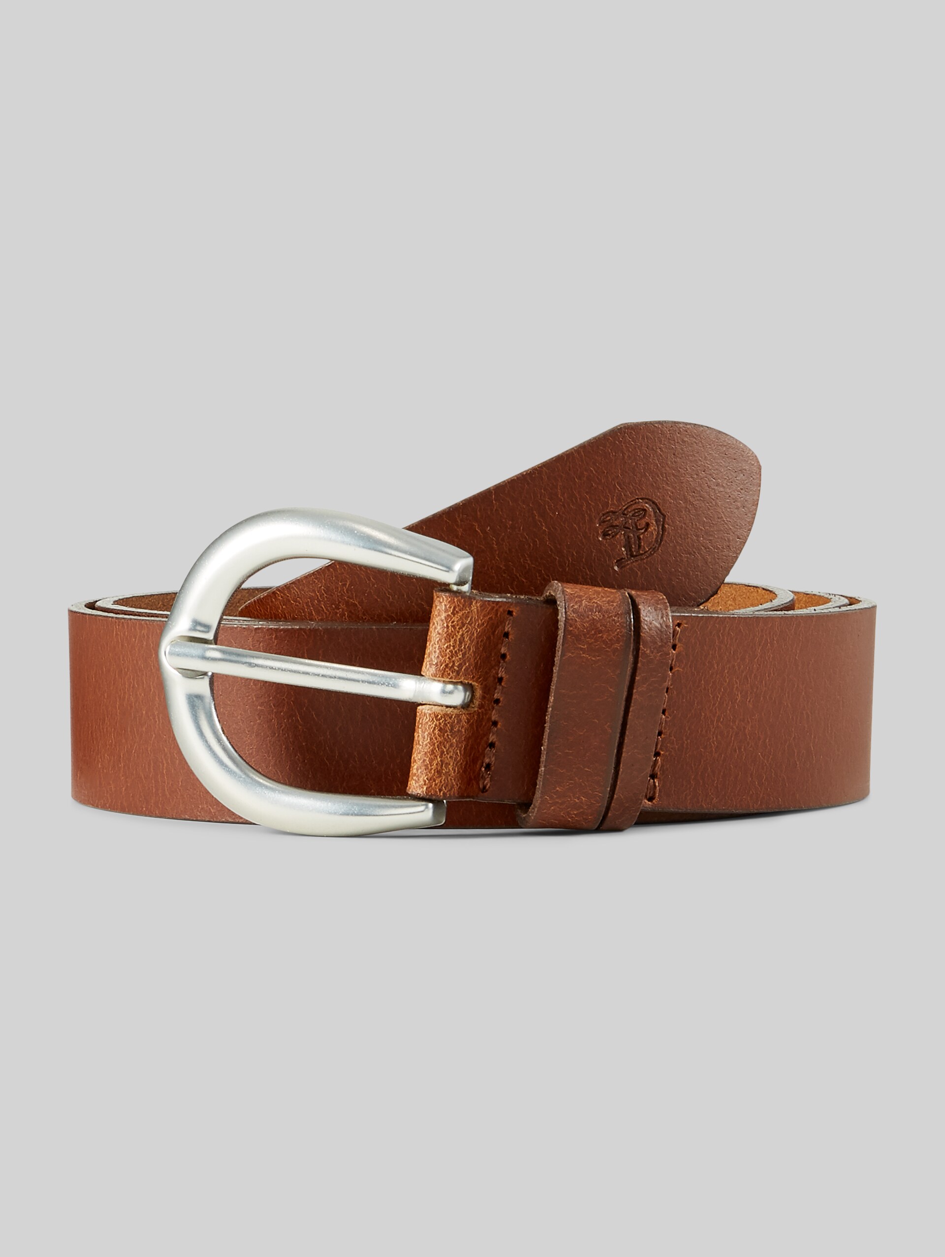 TTCARRIE leather belt with rounded pin buckle - light brown uni - Front product view