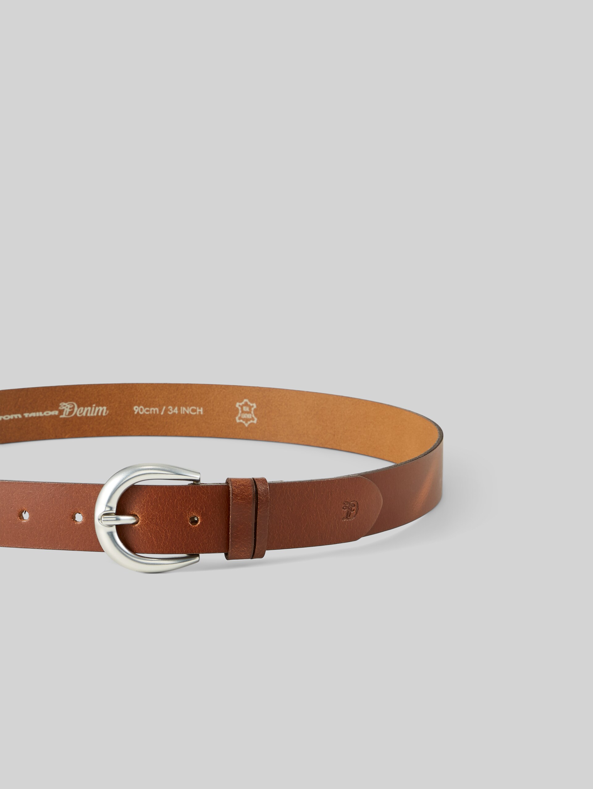 TTCARRIE leather belt with rounded pin buckle - light brown uni - Product view from top 