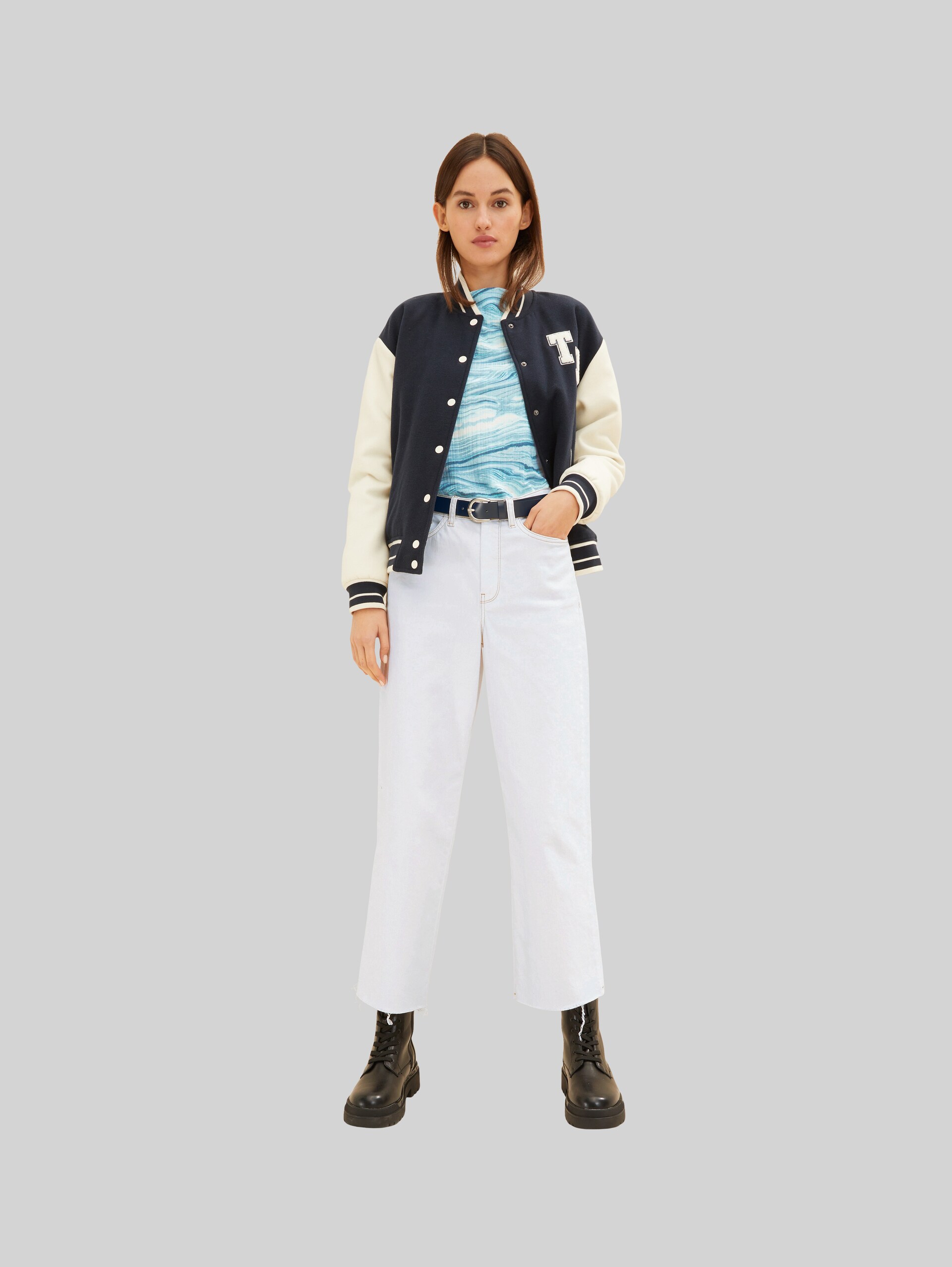 TTKATY Leren riem met afgeronde gesp - navy uni