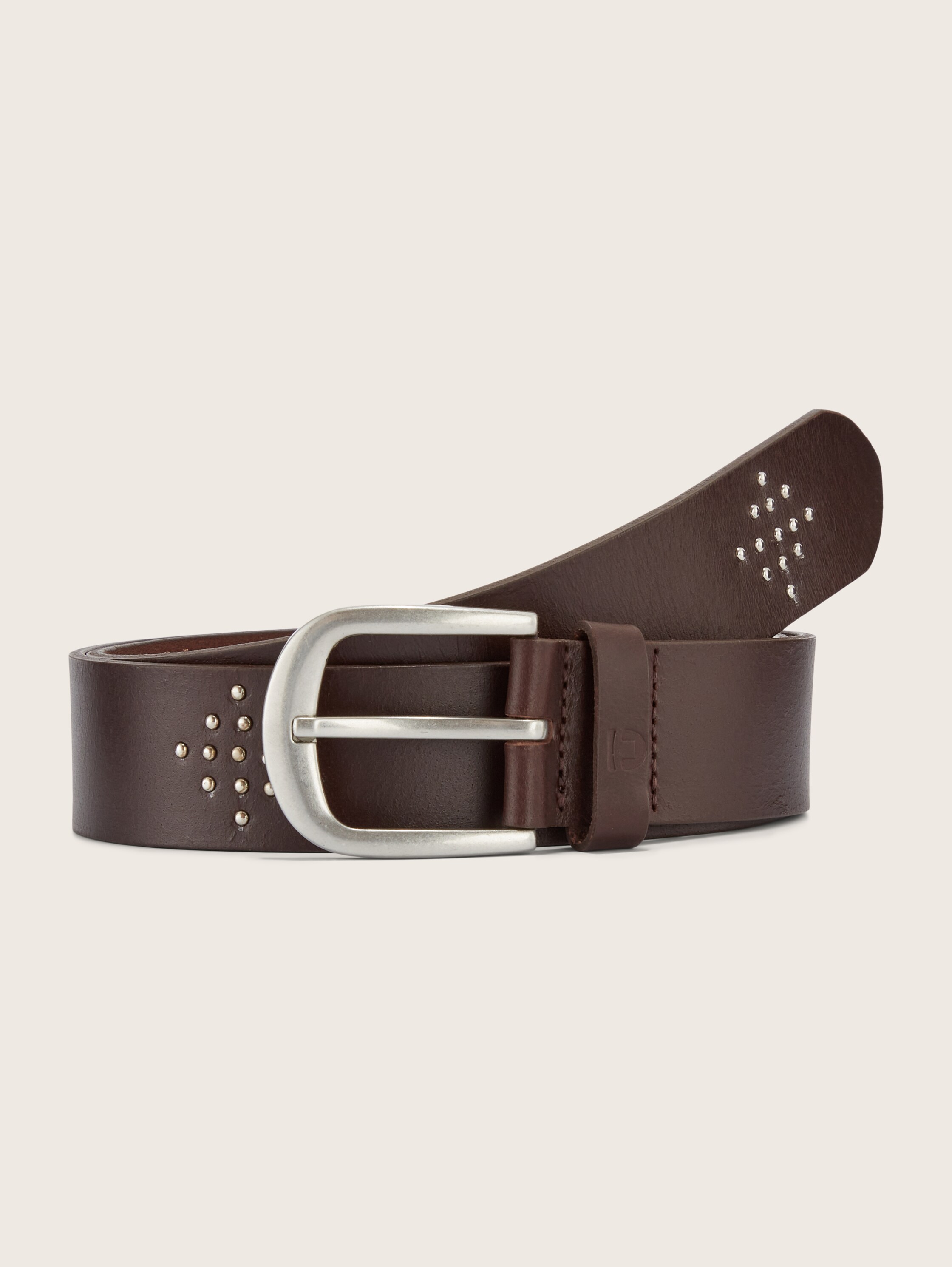 Riem met klinknagels - dark brown uni - Product vooraanzicht