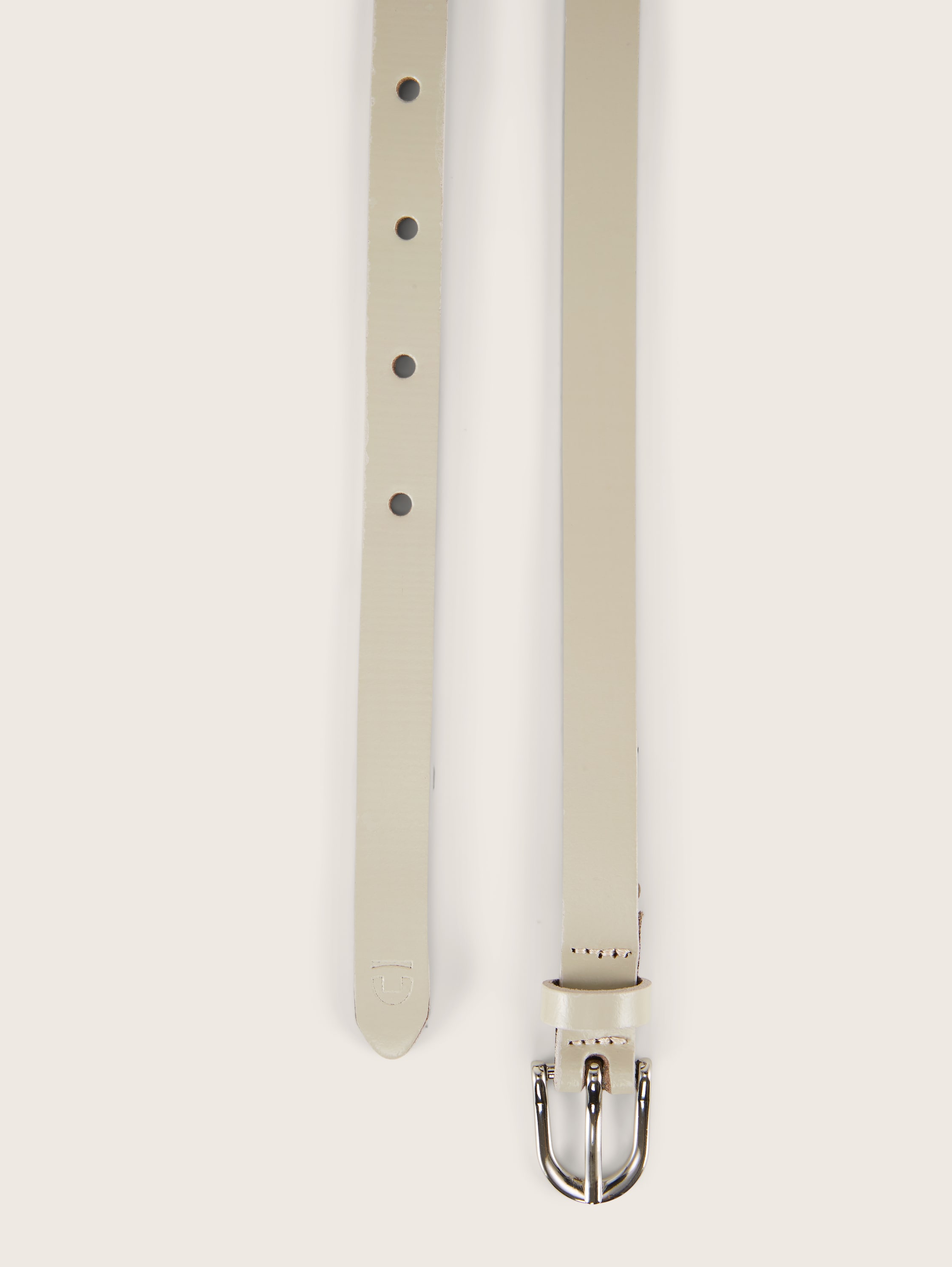 Ledergürtel mit abgerundeter Dornschließe - taupe uni - Produkt-Ansicht von oben 