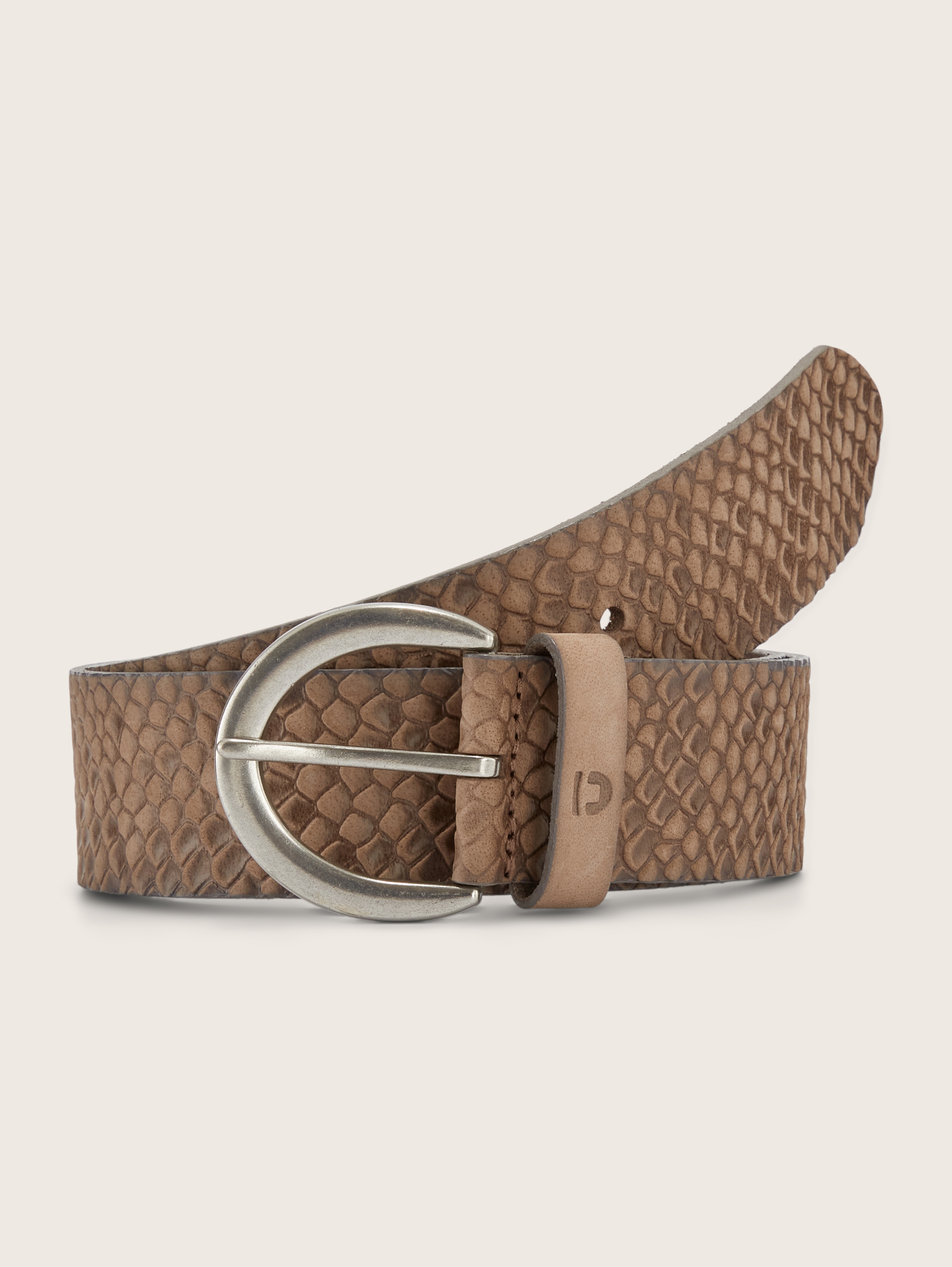 TTEMILY Ledergürtel mit abgerundeter Dornschließe von Denim Female, taupe uni