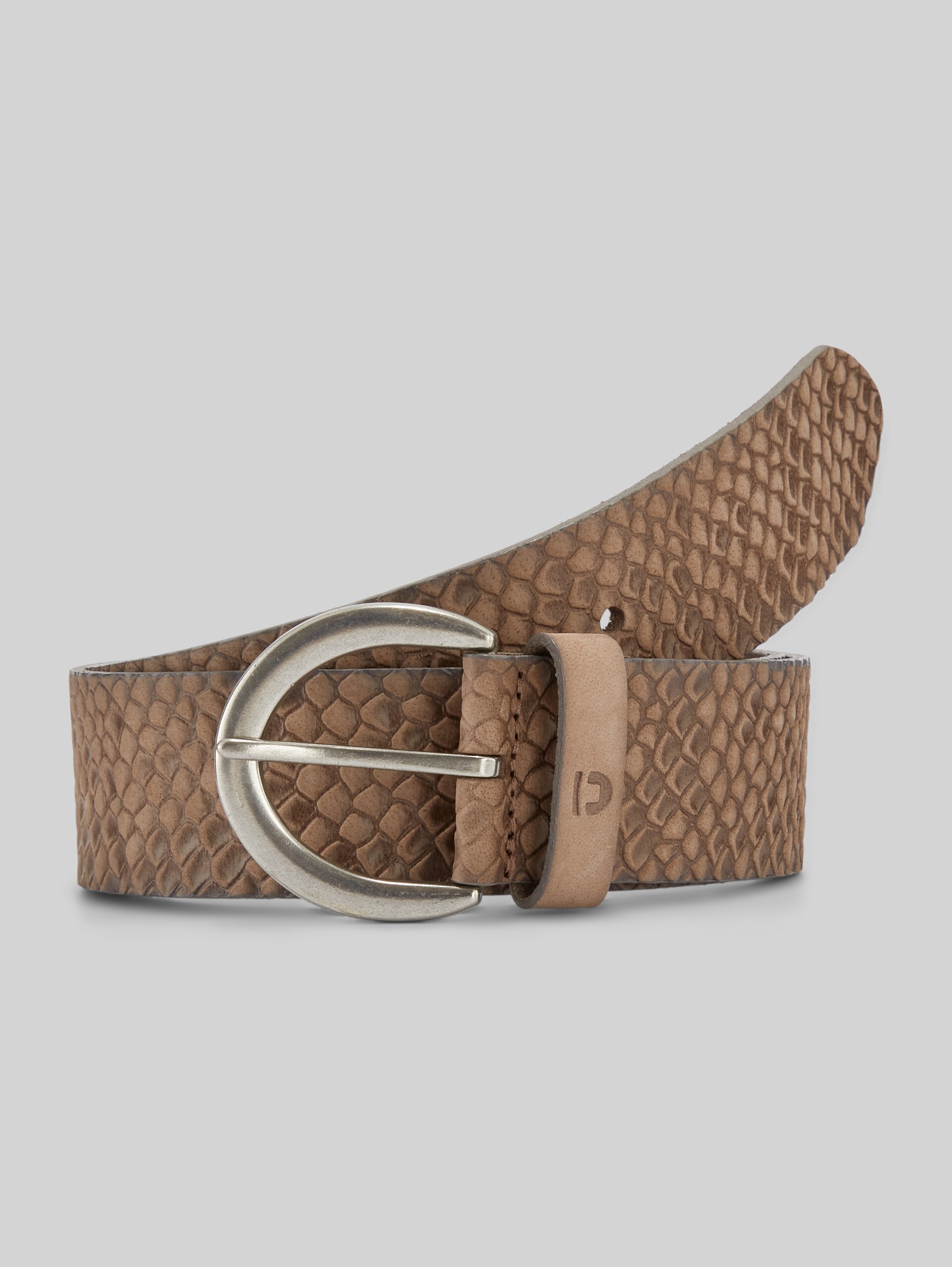 TTEMILY leather belt with rounded pin buckle - taupe uni - Front product view