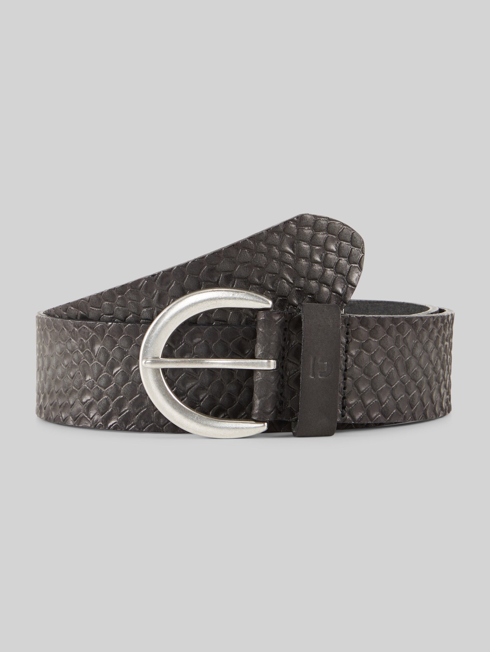 TTEMILY leather belt with rounded pin buckle - black uni - Front product view