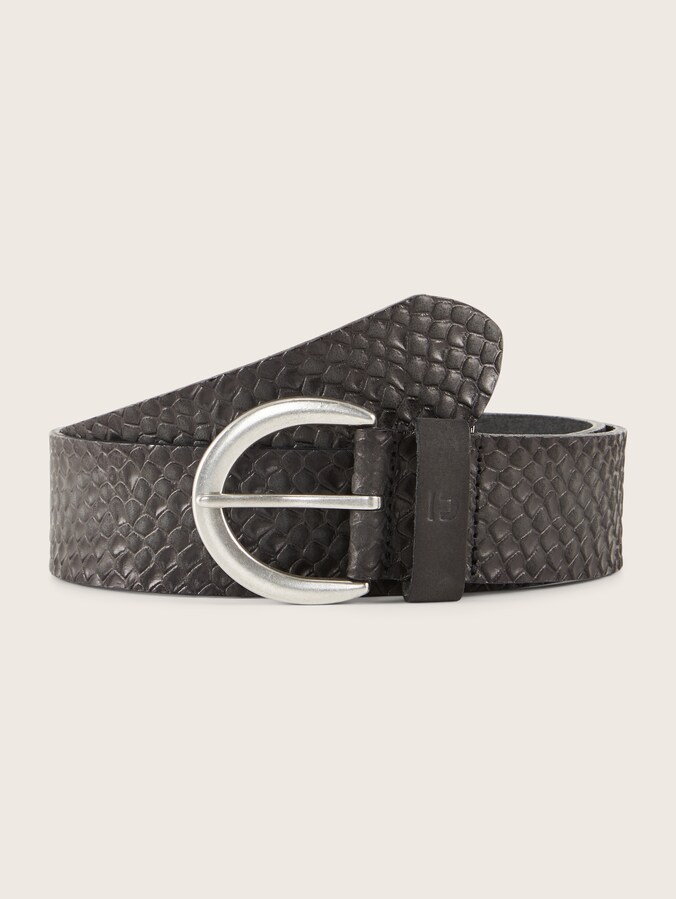 TTEMILY leren riem met afgeronde gesp door Denim Female, black uni