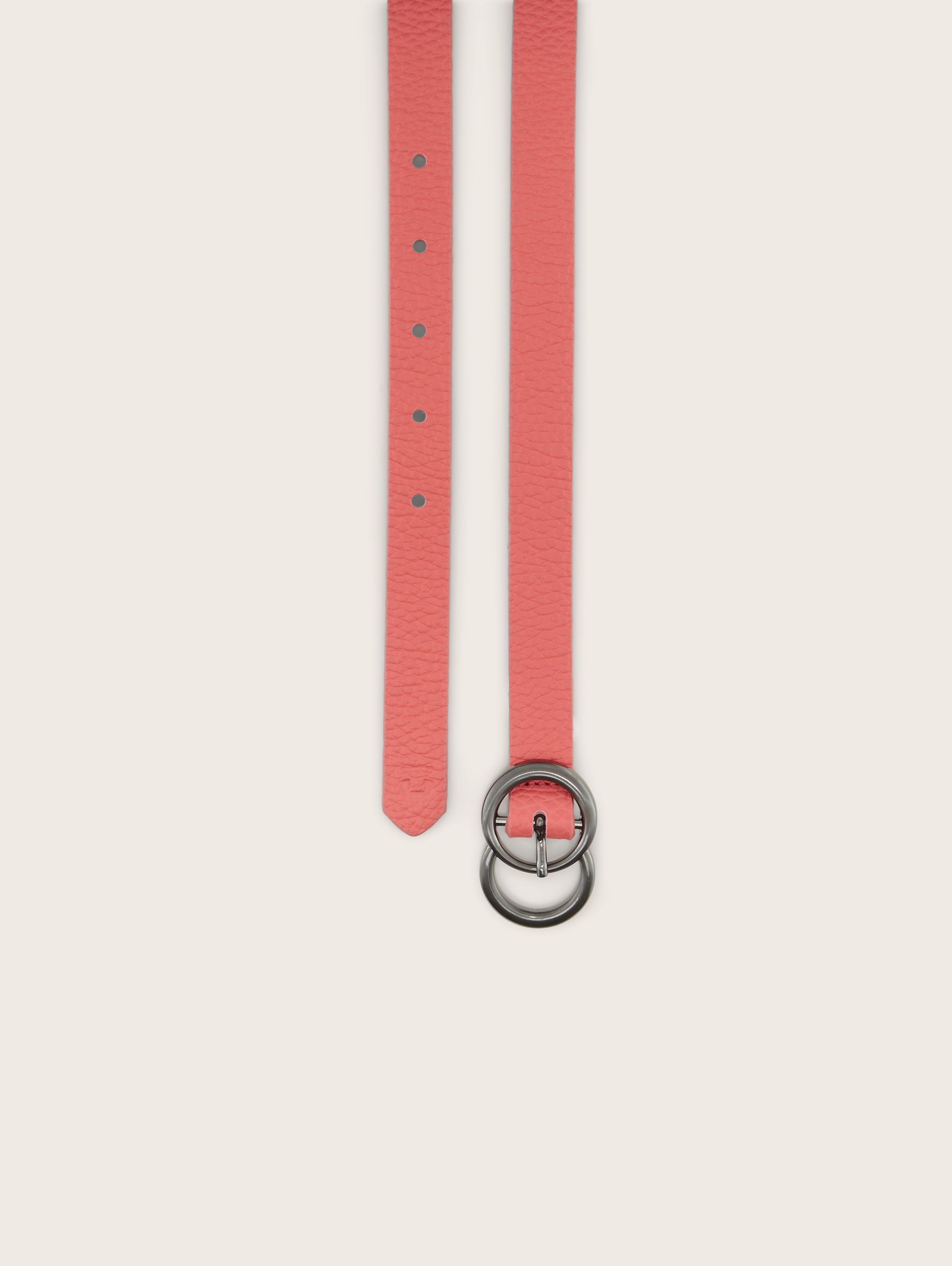 Leather belt with a round pin buckle - pink uni - Product view from top 