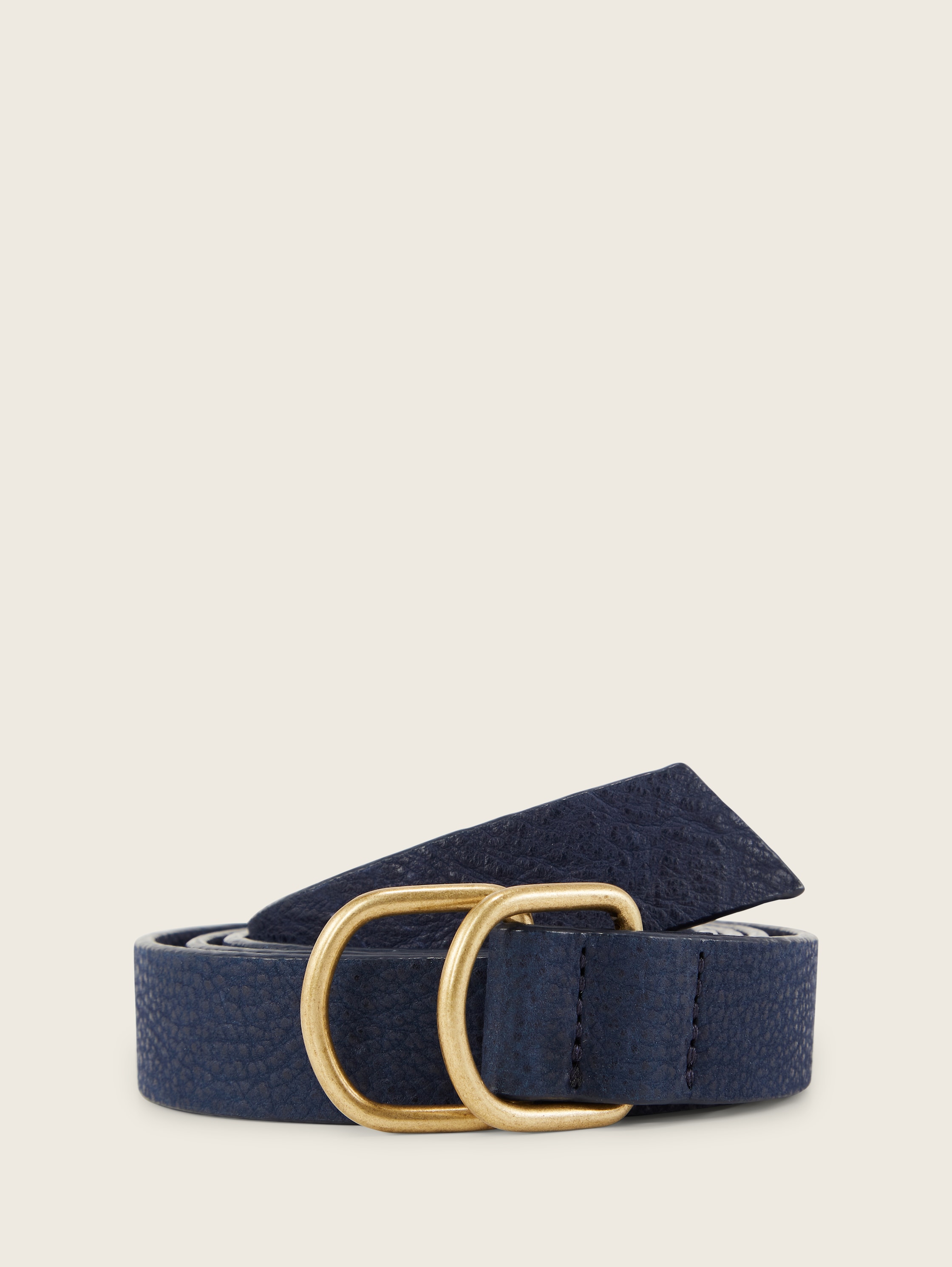 Ledergürtel mit D-Ring-Verschluss - navy uni - Vorder-Produkt-Ansicht