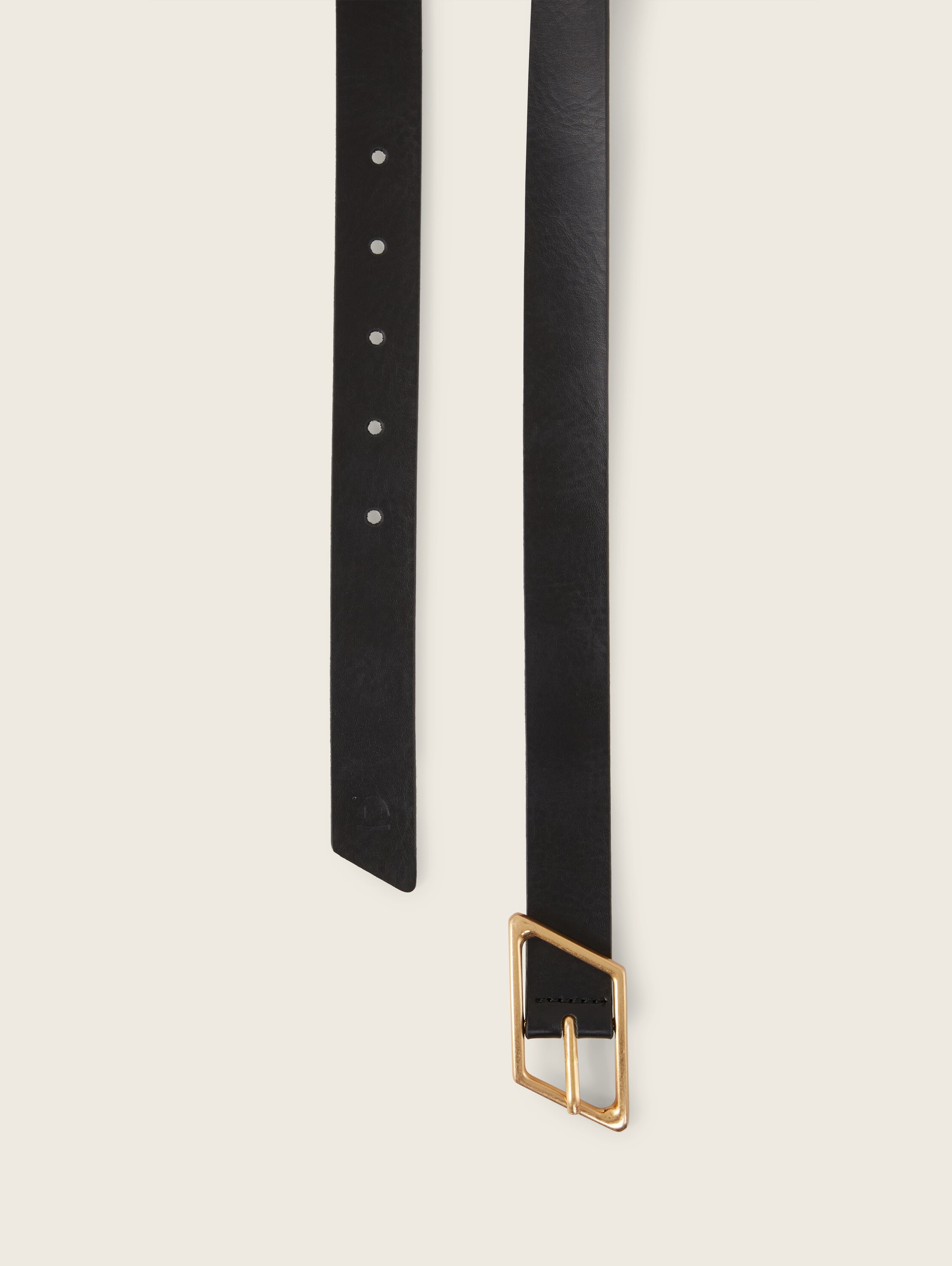 Ceinture en cuir avec boucle ardillon carrée - black uni - Vue du produit du haut 