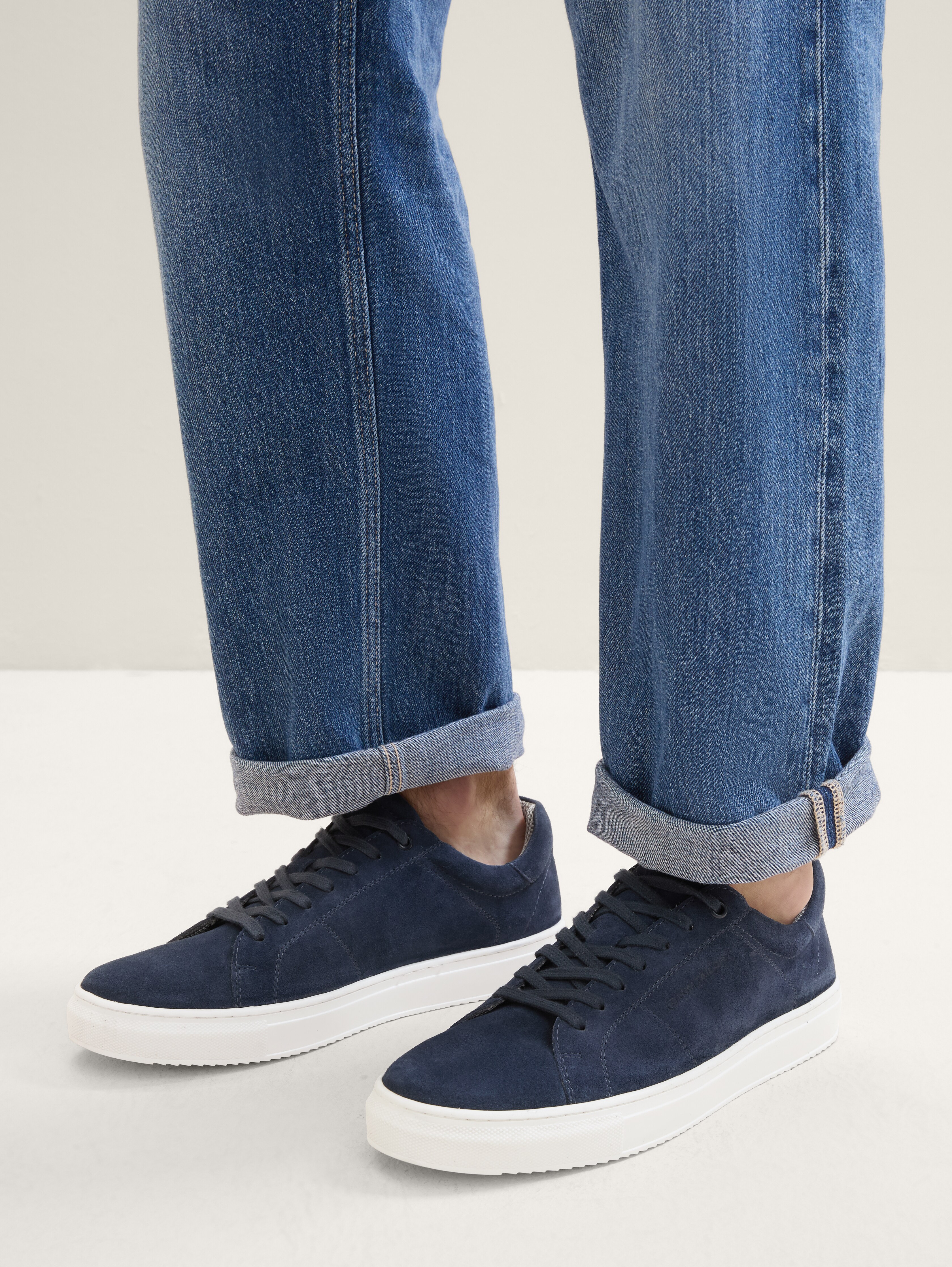 Sneakers with leather by Men, navy