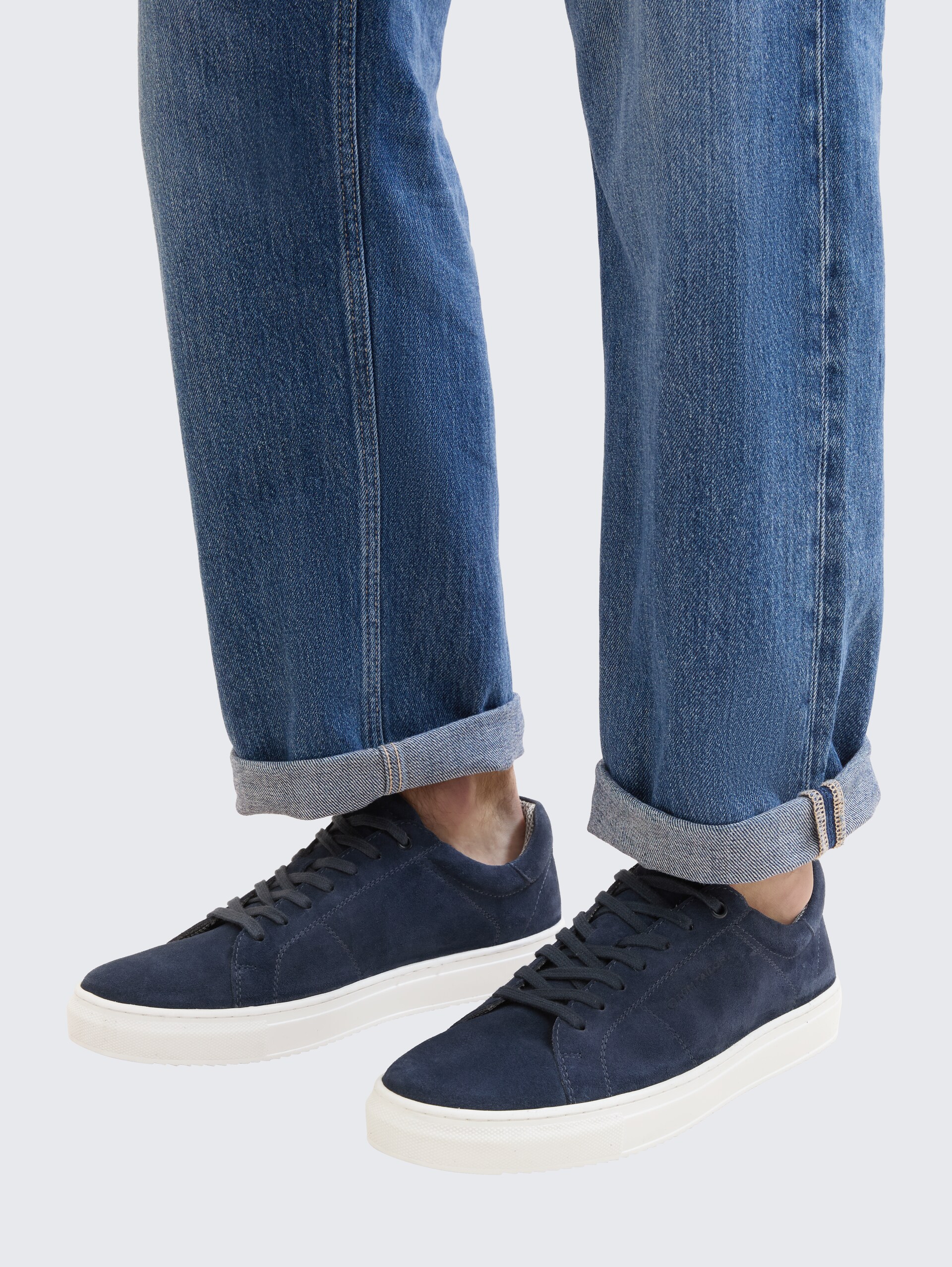 Sneaker mit Leder - navy