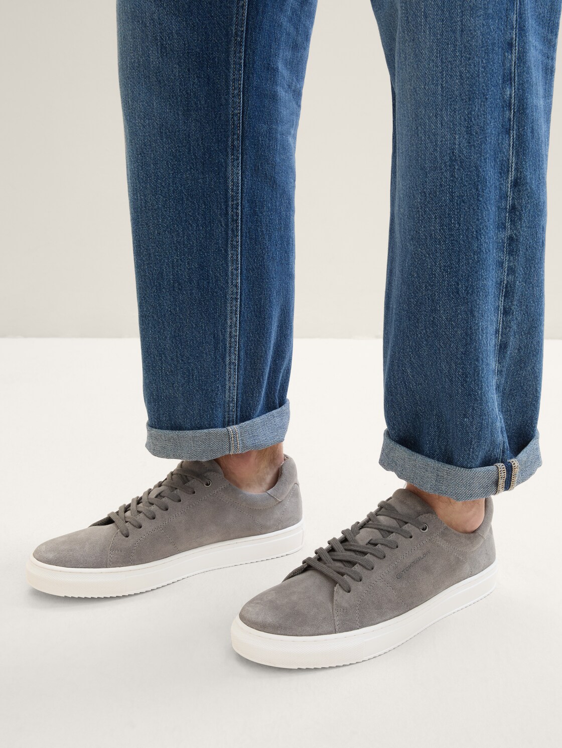 Sneakers with leather - grey