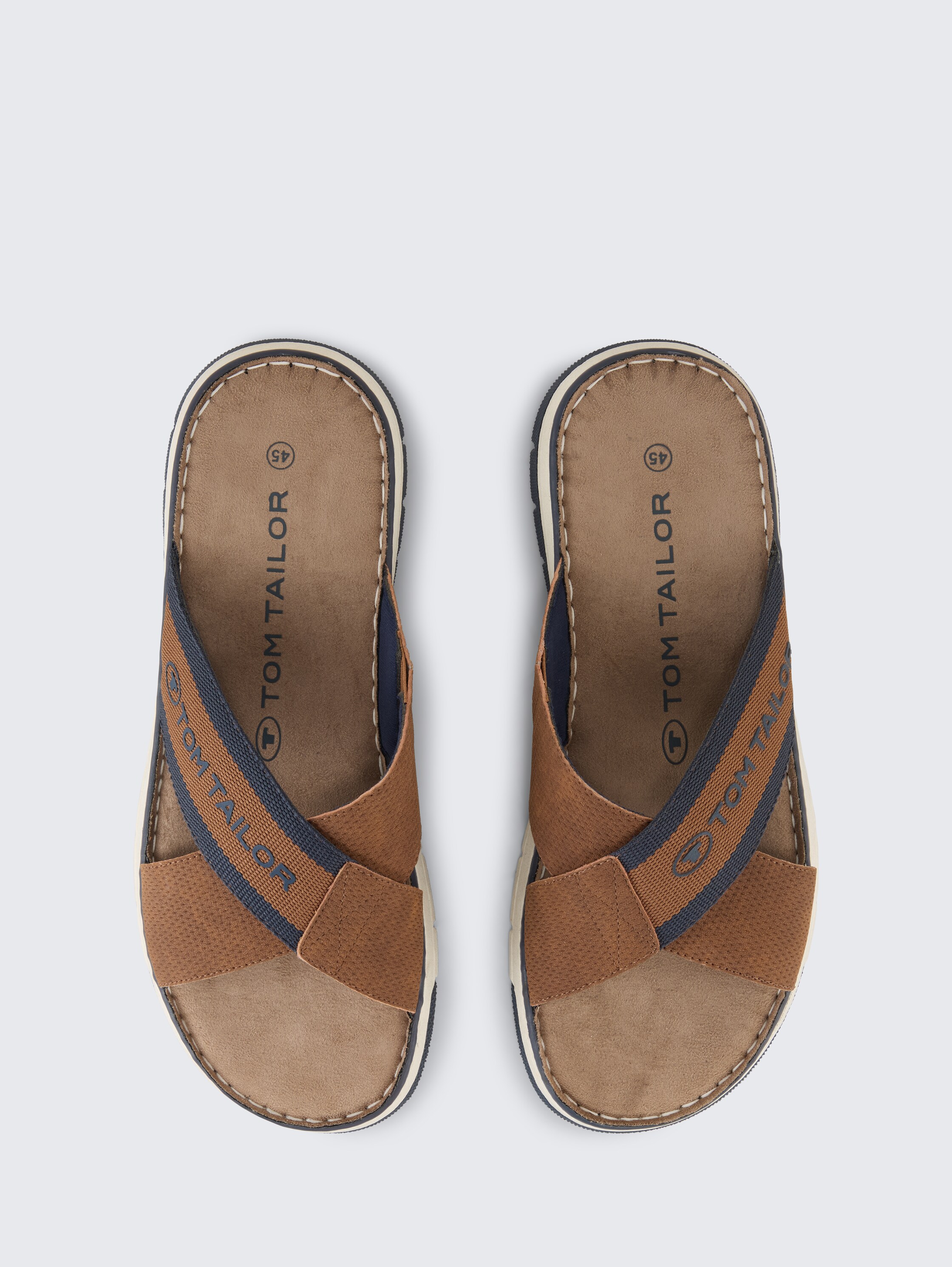 Slides with logo appliqué - rust - 