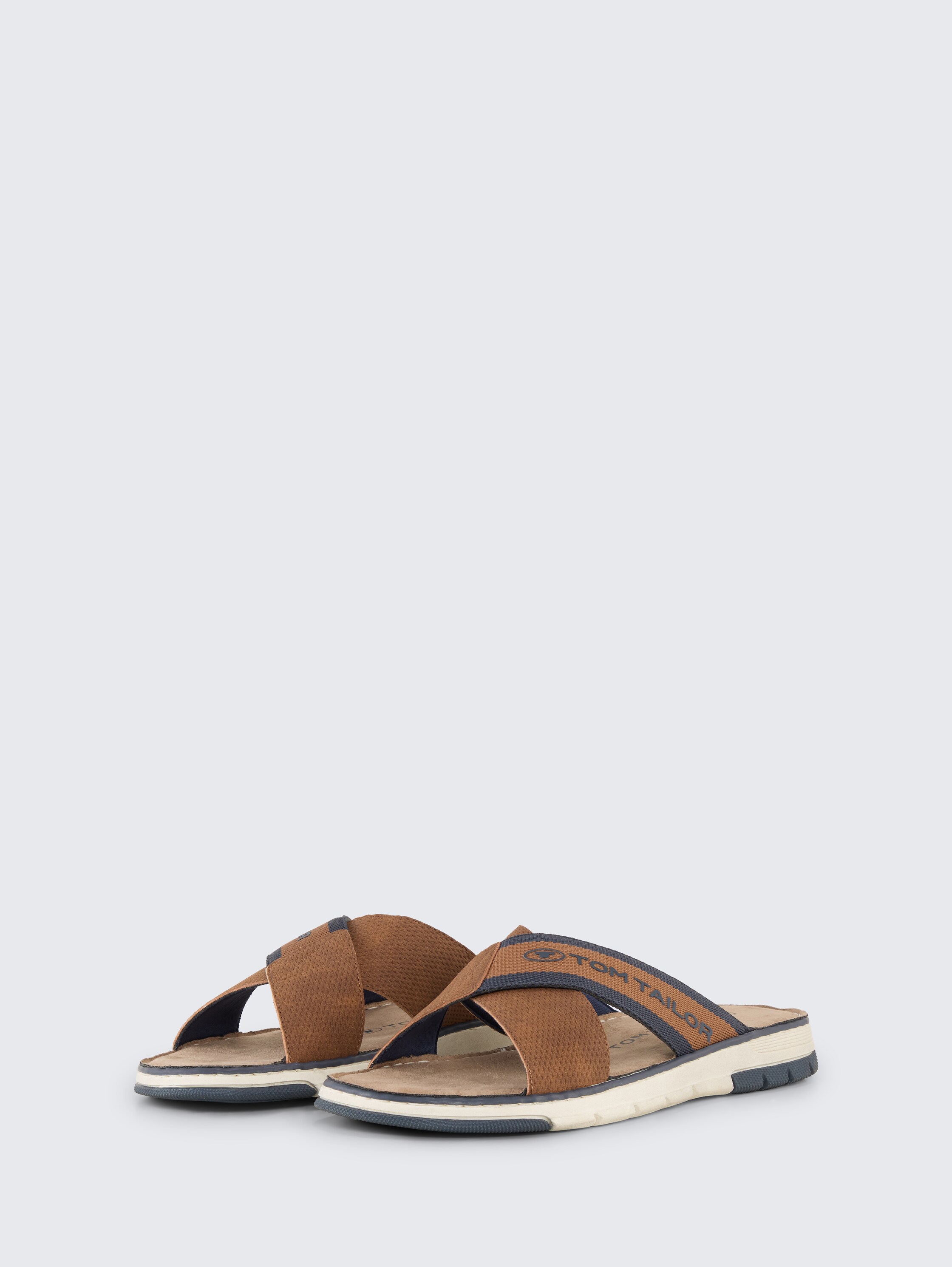 Slides with logo appliqué - rust - 