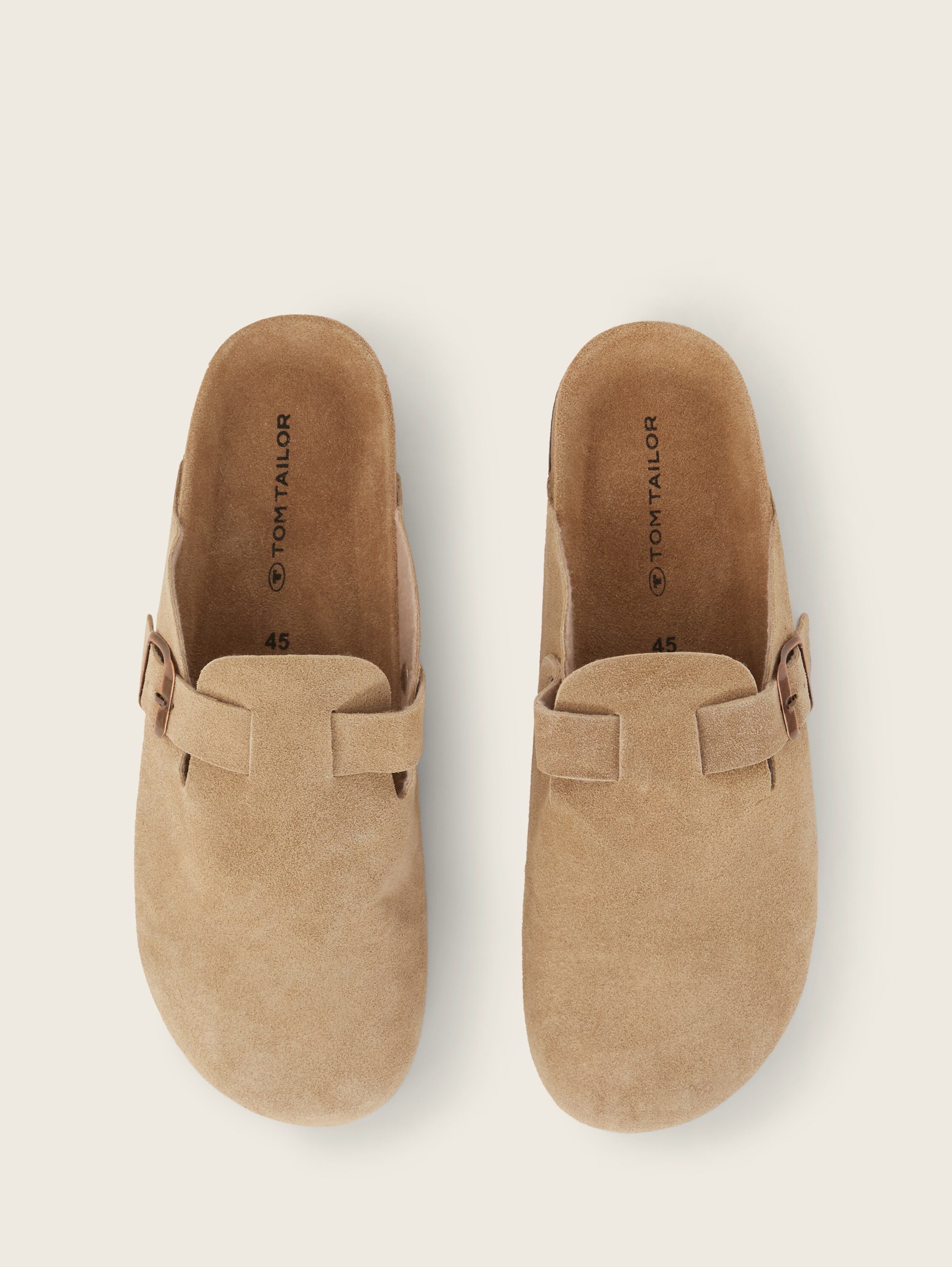 Leder-Pantoletten - sand - Produkt-Ansicht von oben 