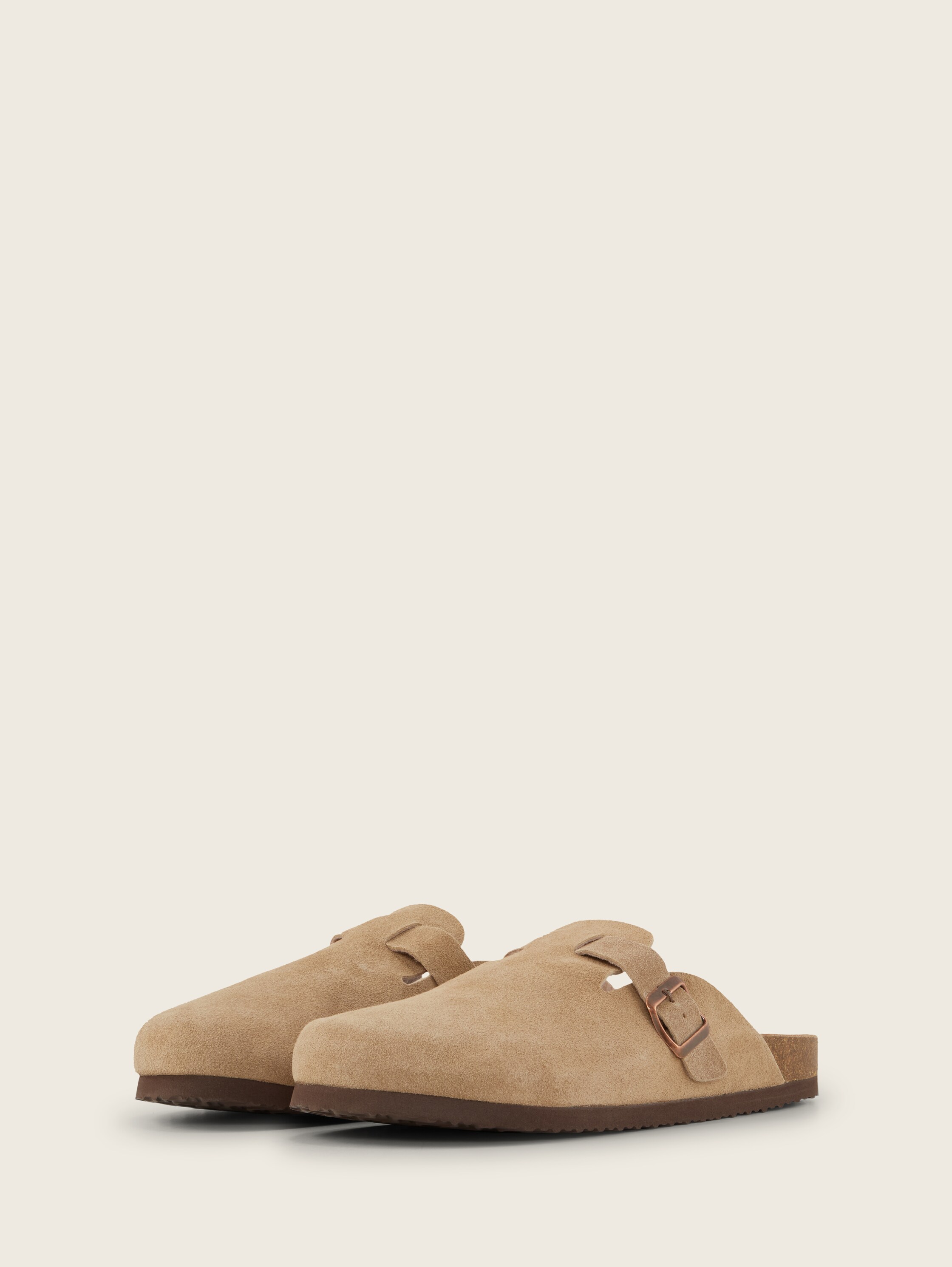 Leder-Pantoletten - sand - seitliche Produkt-Ansicht