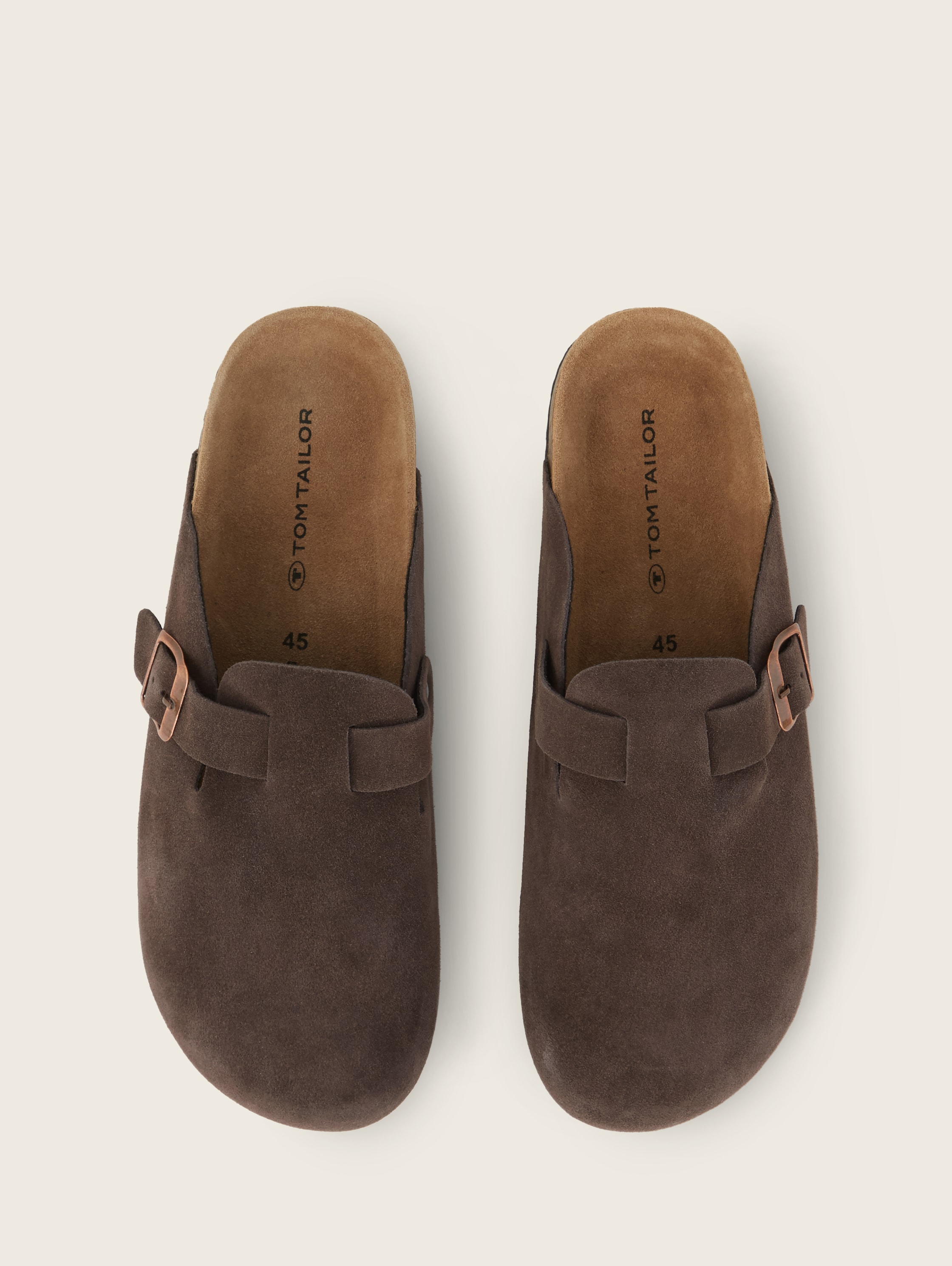 Leder-Pantoletten - dk brown - Produkt-Ansicht von oben 