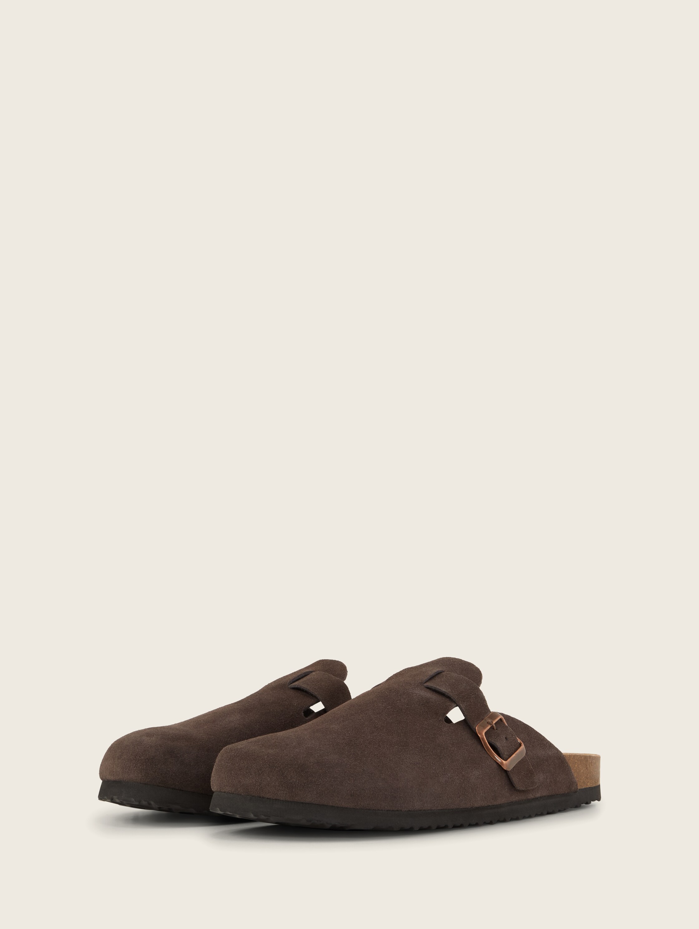 Leder-Pantoletten - dk brown - seitliche Produkt-Ansicht