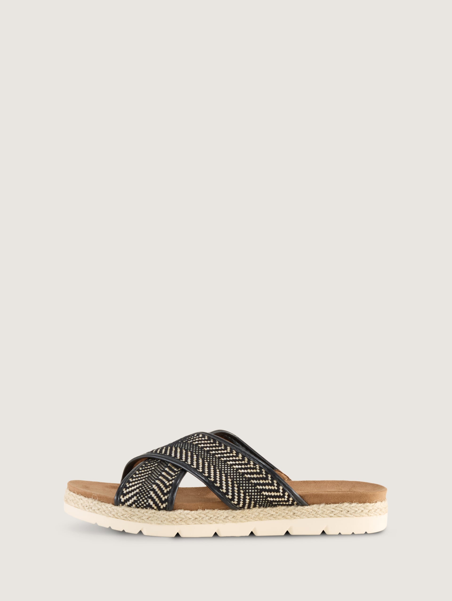Sandalen met gevlochten patroon - black-beige - zijaanzicht product