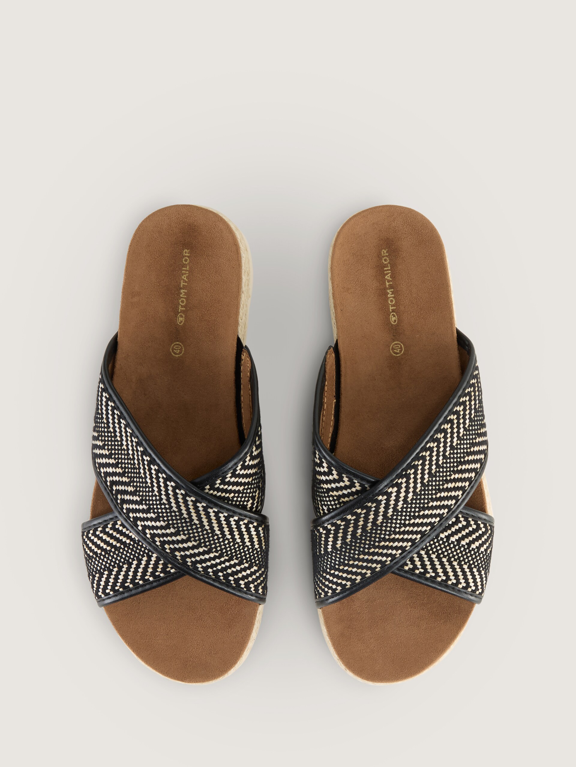 Sandalen met gevlochten patroon - black-beige - Bovenaanzicht product 