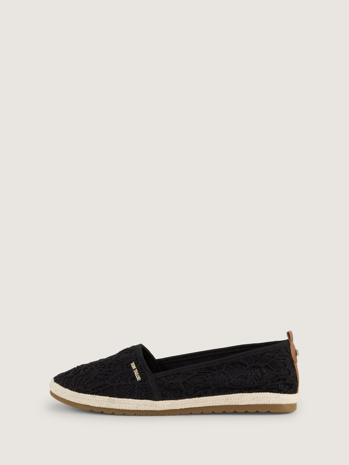 Flache Espadrilles mit Blumenstickerei - black - seitliche Produkt-Ansicht