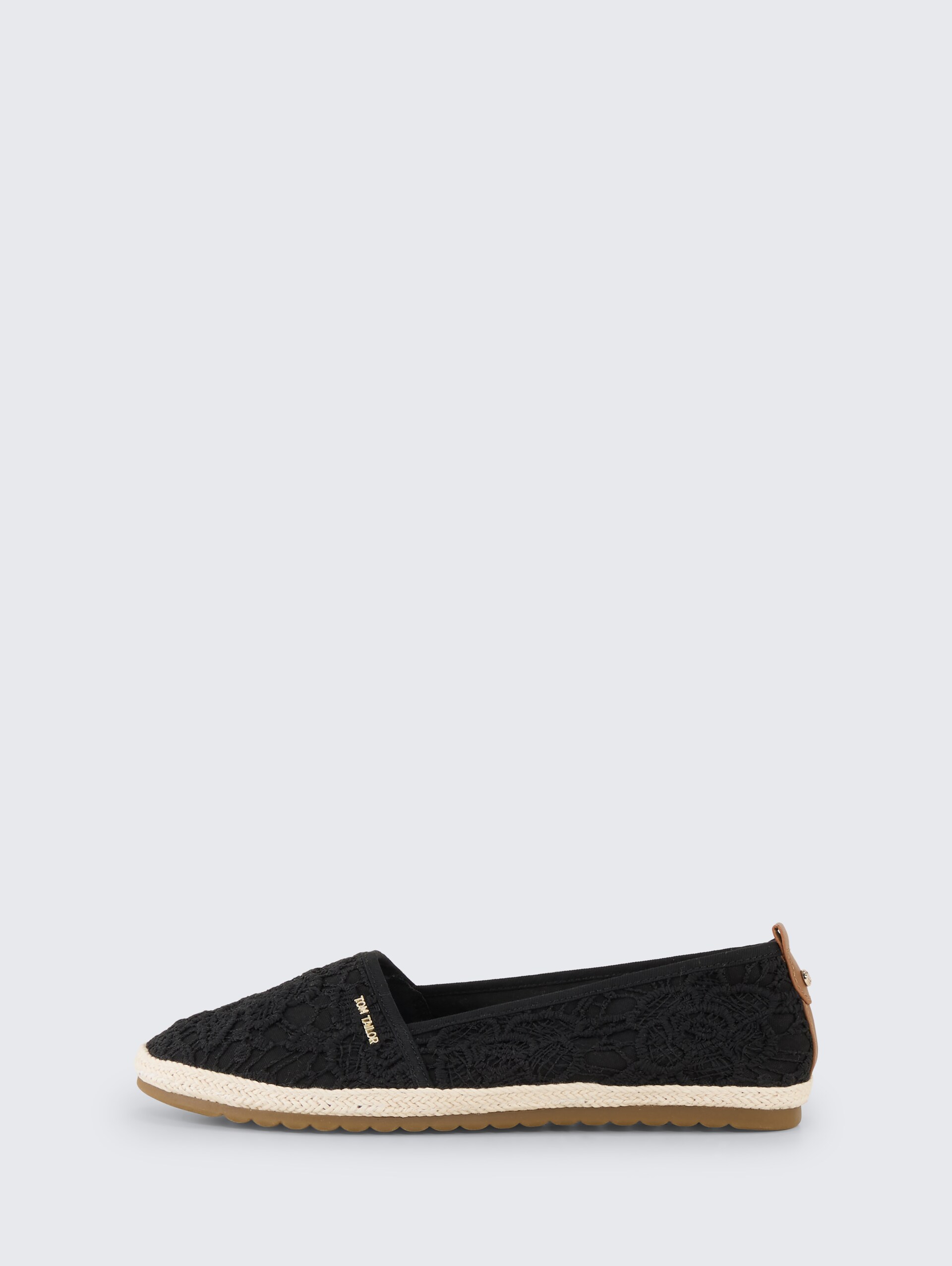 Flache Espadrilles mit Blumenstickerei - black - seitliche Produkt-Ansicht