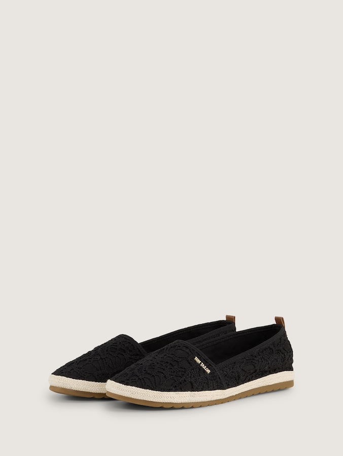Platte espadrilles met bloemenborduursel door Women, black