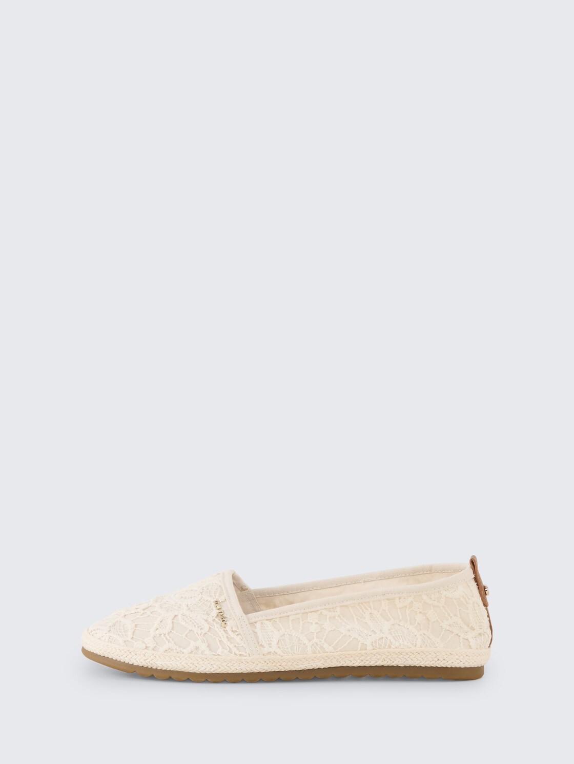 Flache Espadrilles mit Blumenstickerei - cream - seitliche Produkt-Ansicht