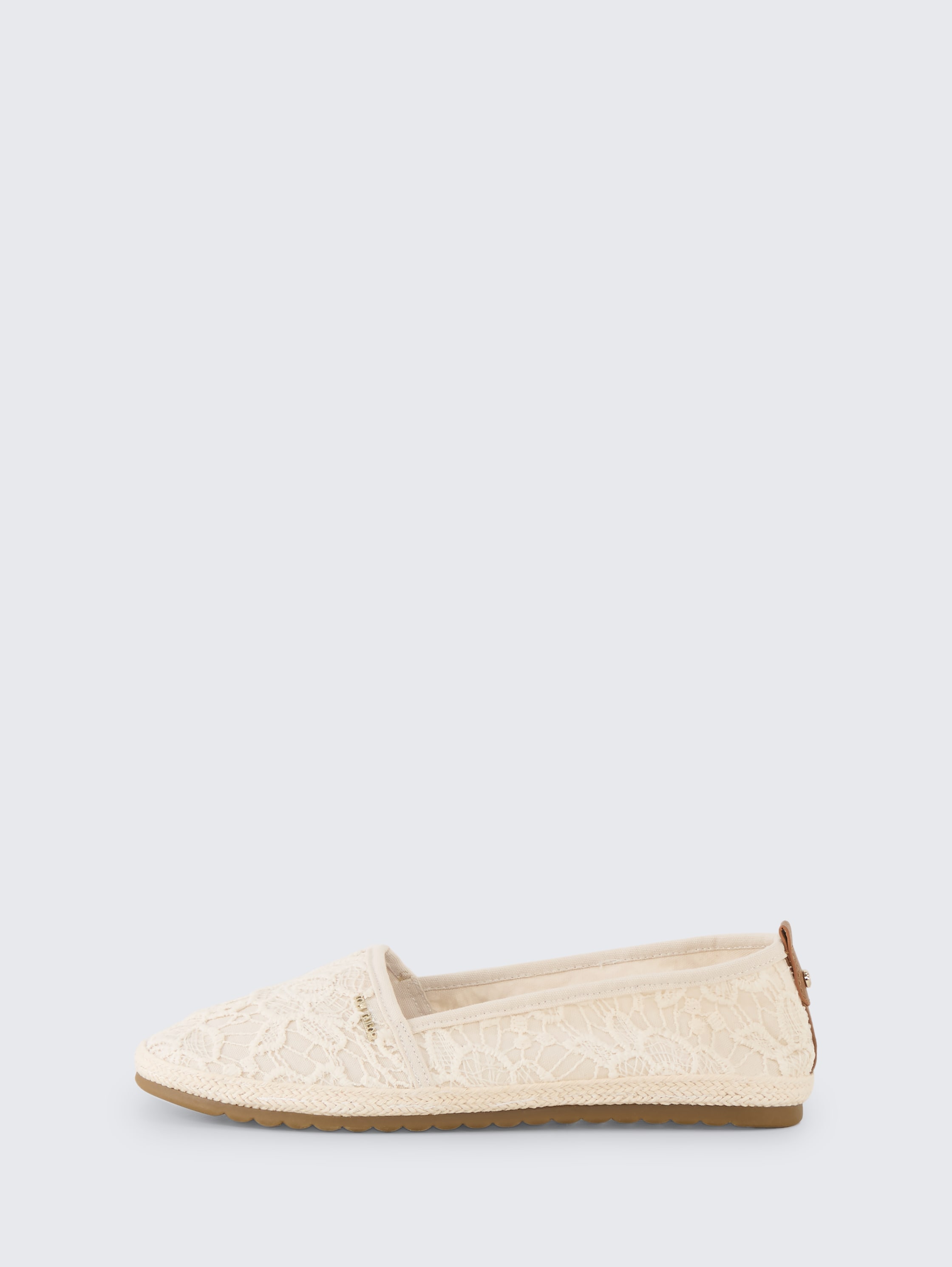 Flache Espadrilles mit Blumenstickerei - cream - seitliche Produkt-Ansicht
