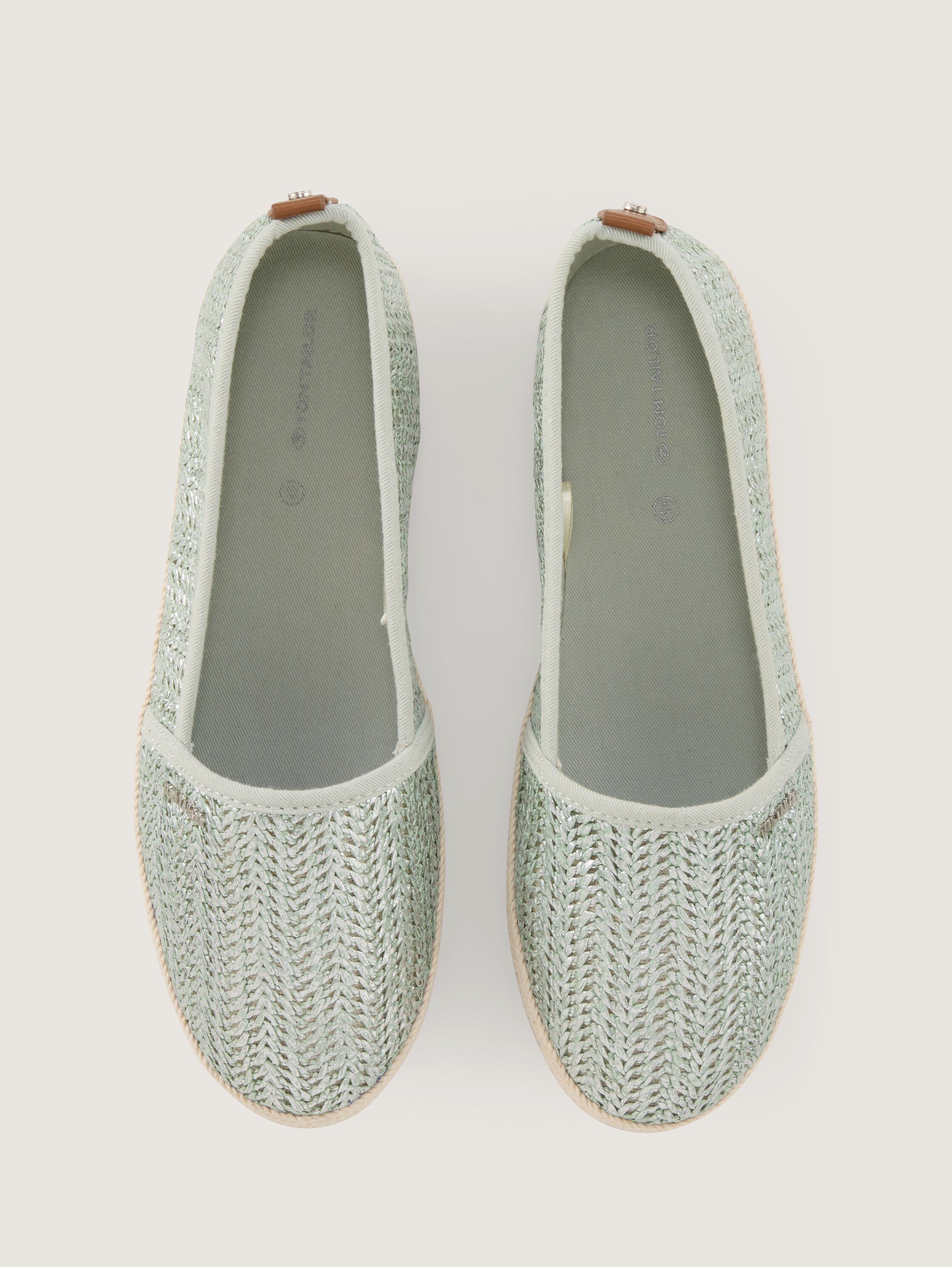 Flache Espadrilles in Flecht-Optik - mint - 