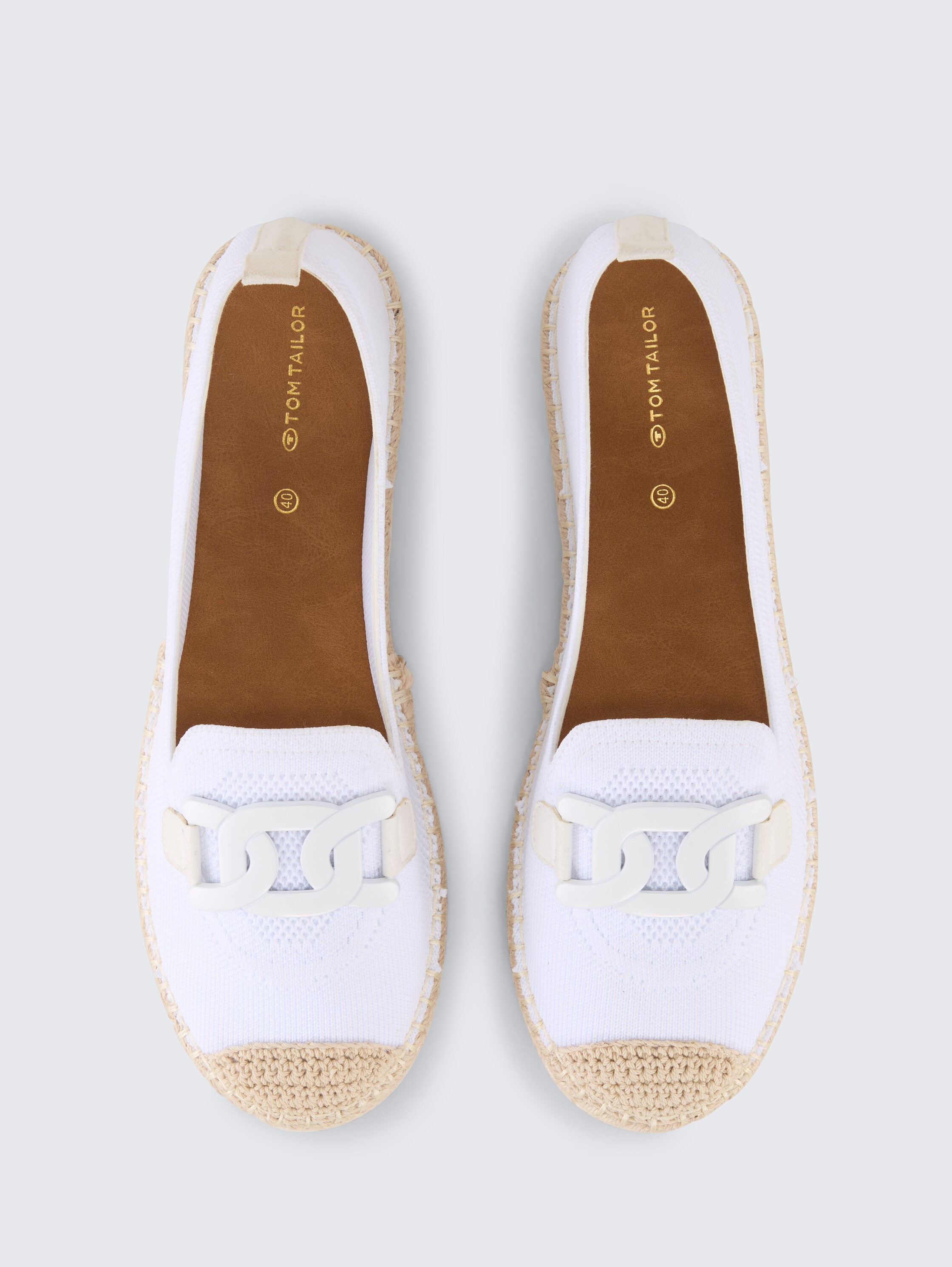 Flache Espadrilles mit Kontrastnähten - white - Produkt-Ansicht von oben 