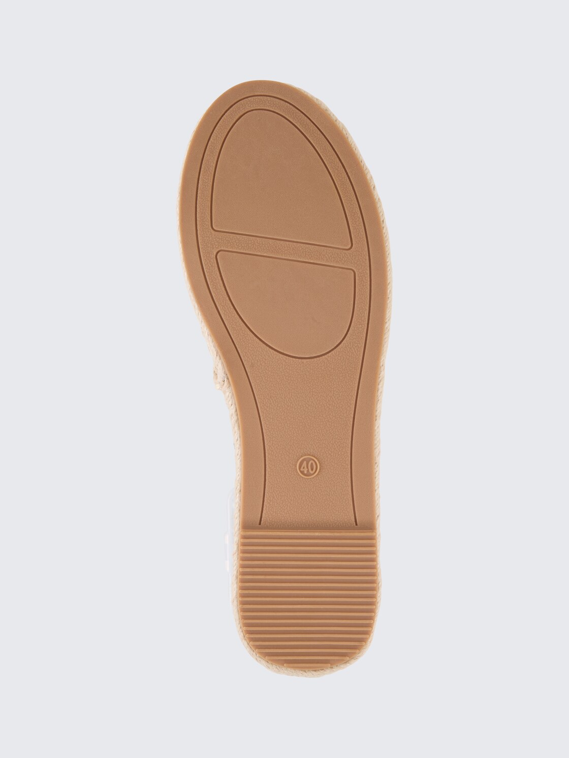 Flache Espadrilles mit Kontrastnähten - white - Produkt-Ansicht Sohle