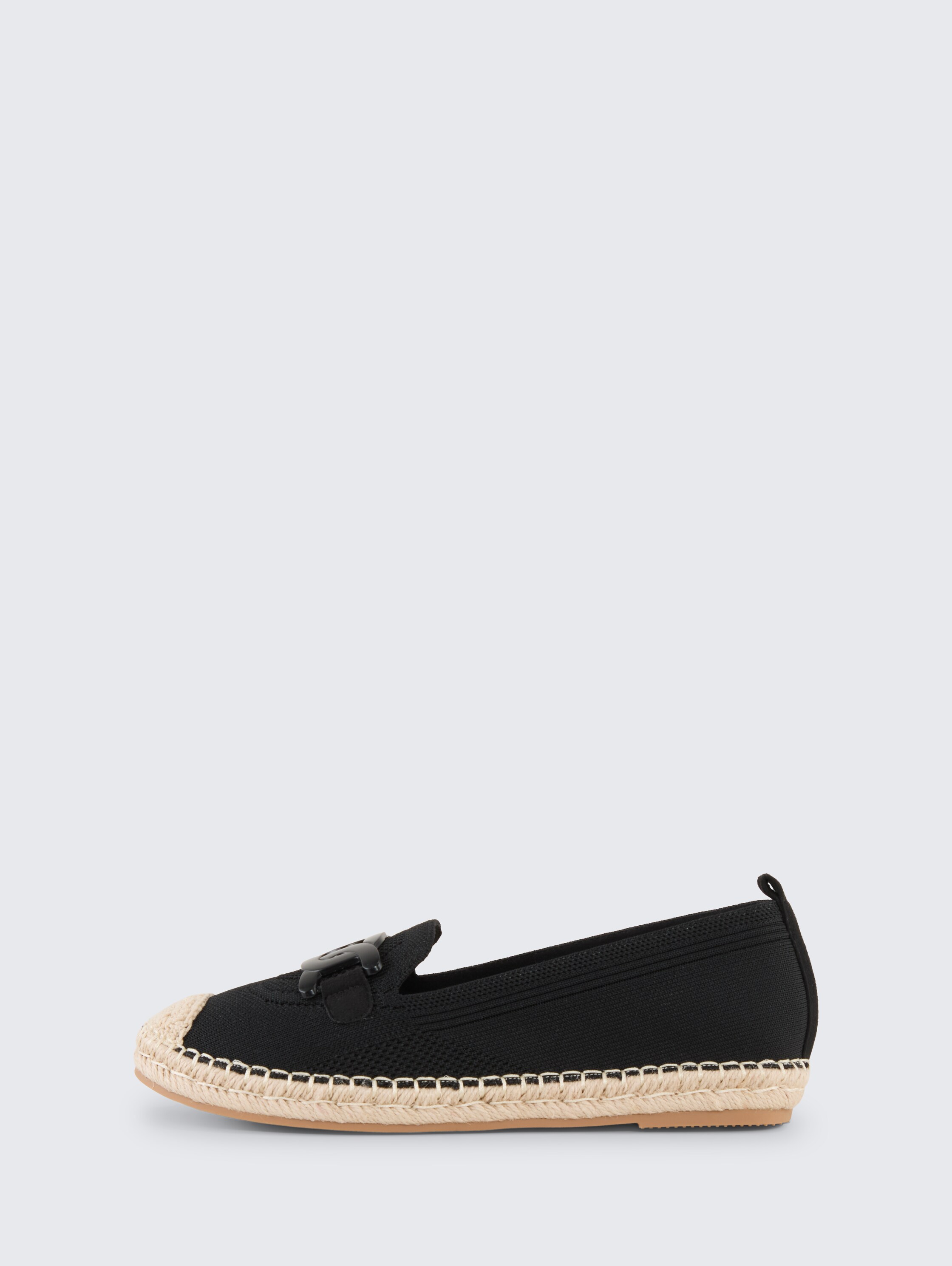 Flache Espadrilles mit Kontrastnähten - black - seitliche Produkt-Ansicht