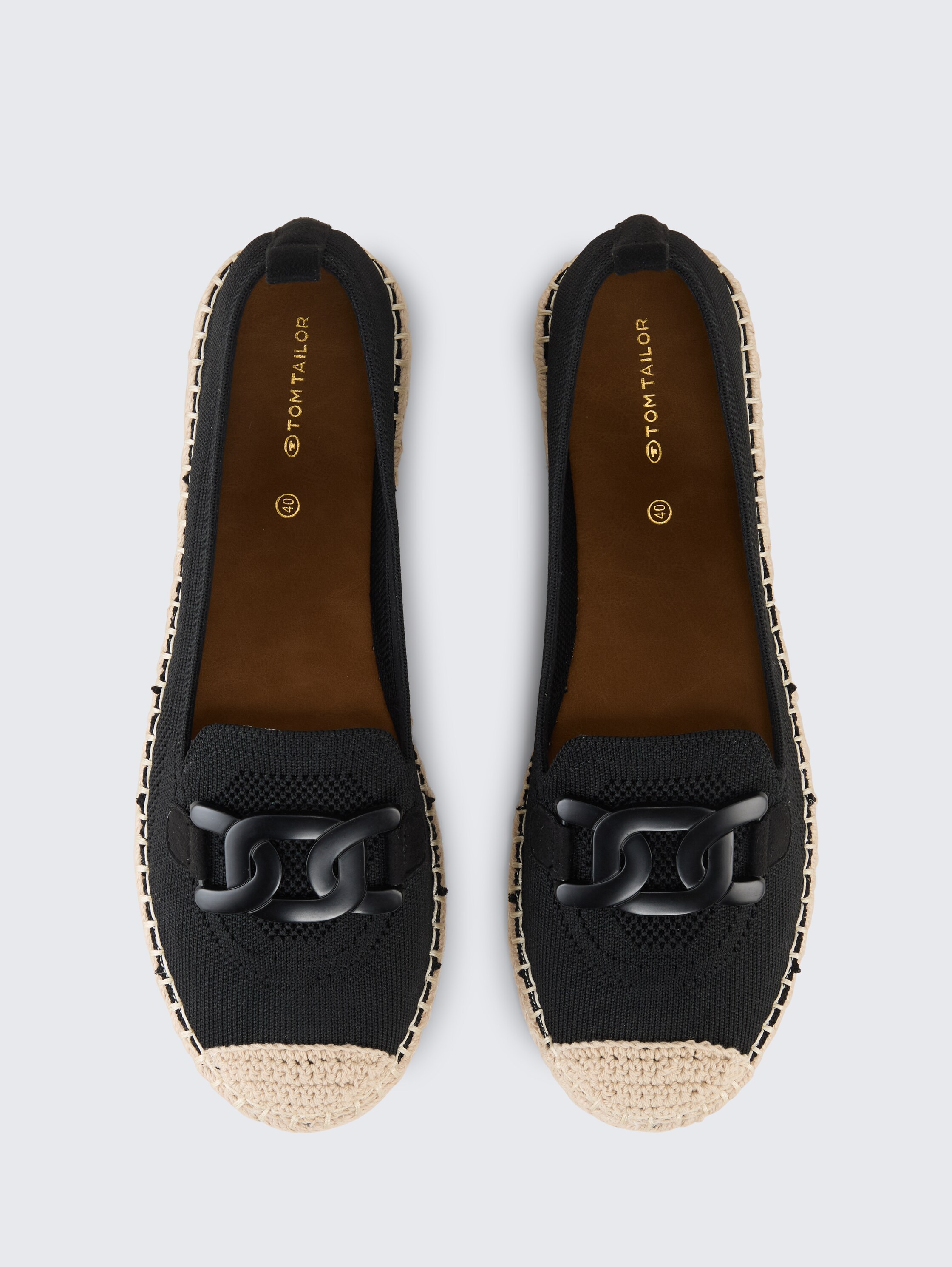 Flache Espadrilles mit Kontrastnähten - black - Produkt-Ansicht von oben 