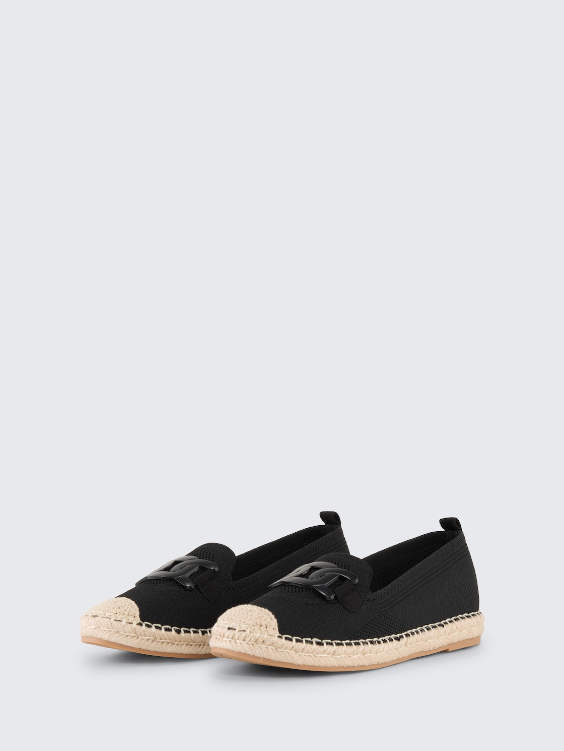 Flache Espadrilles mit Kontrastnähten - black - seitliche Produkt-Ansicht