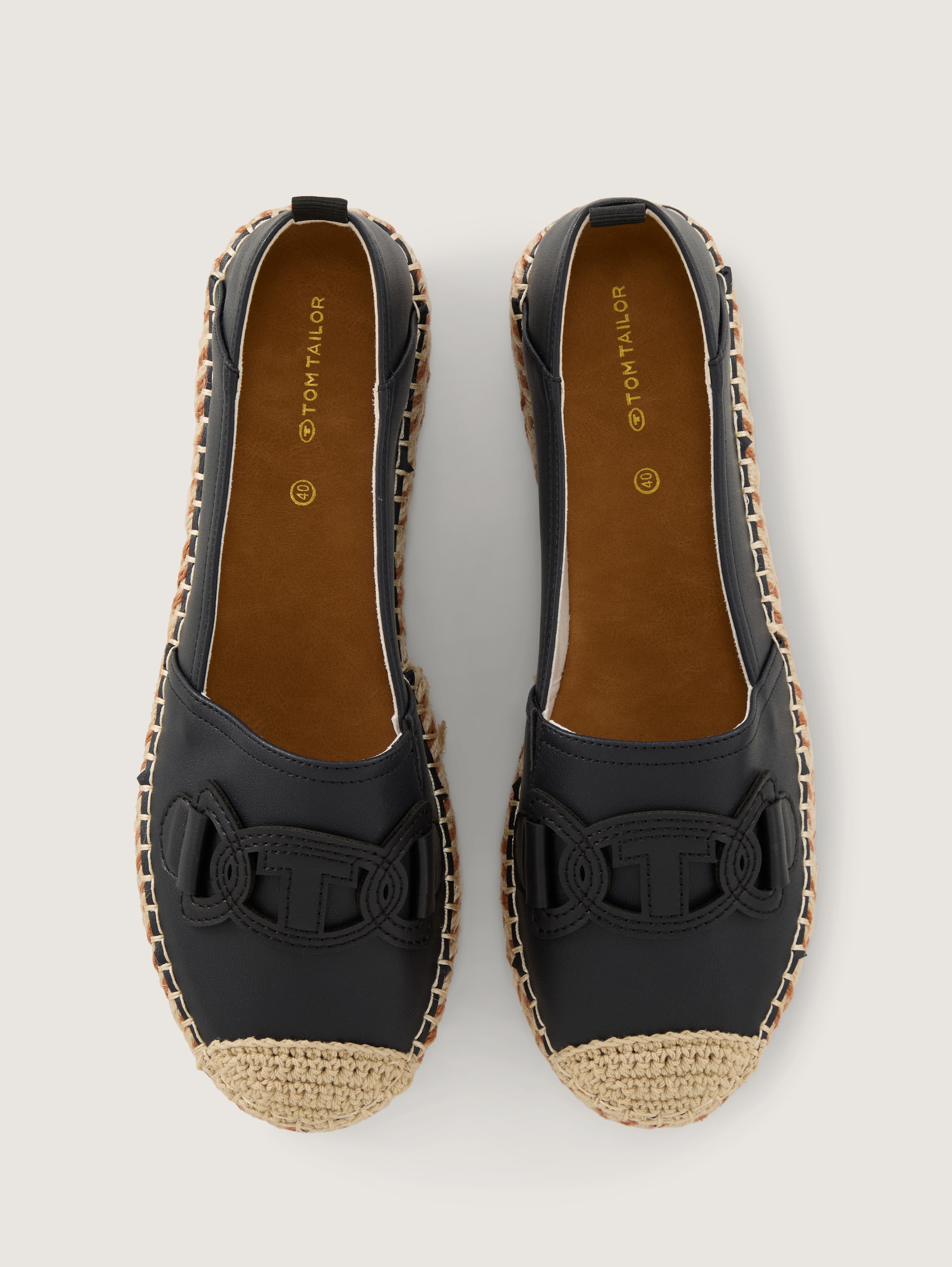 Flache Espadrilles mit Kontrastnähten - navy - Produkt-Ansicht von oben