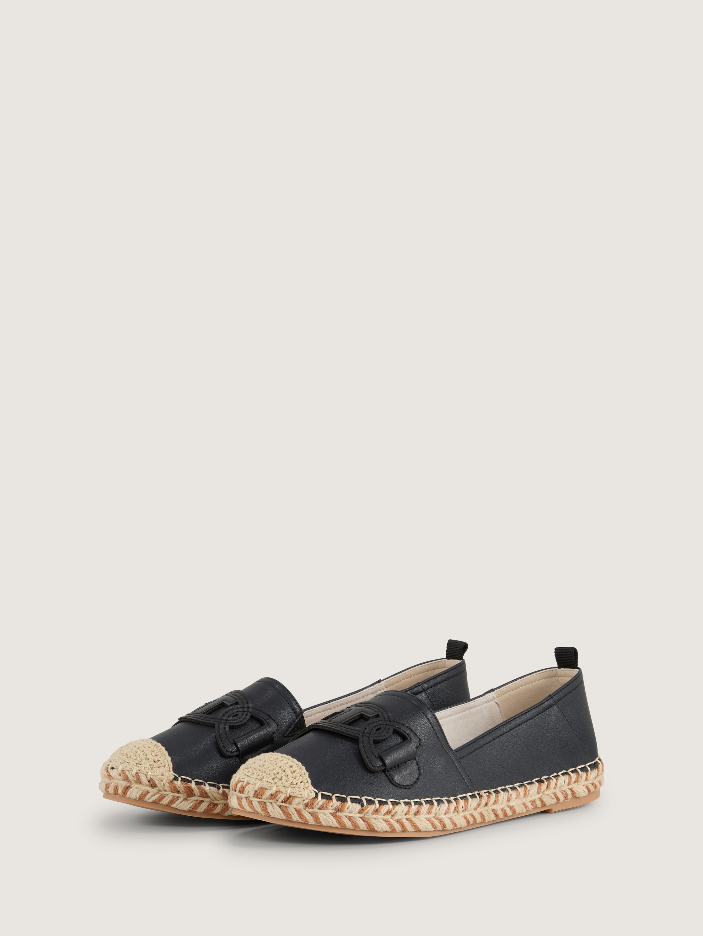 Flache Espadrilles mit Kontrastnähten - navy - seitliche Produkt-Ansicht