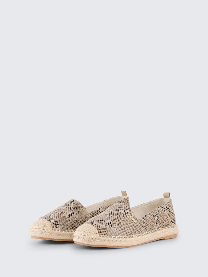 Platte espadrilles met dierenprint door Women, beige multi