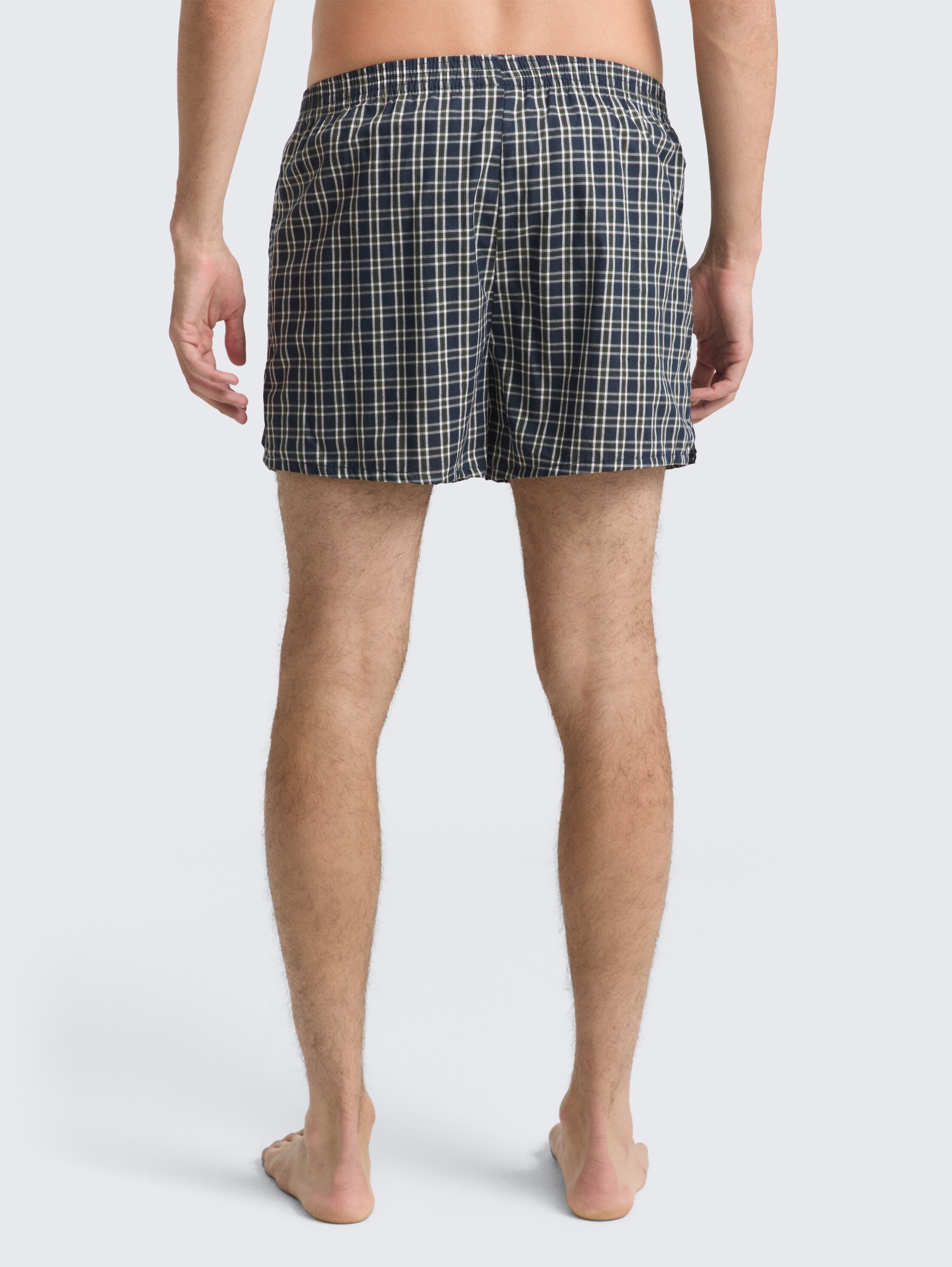 Medium-length boxer shorts with checked pattern in a 2-pack - greendarkcheck - 